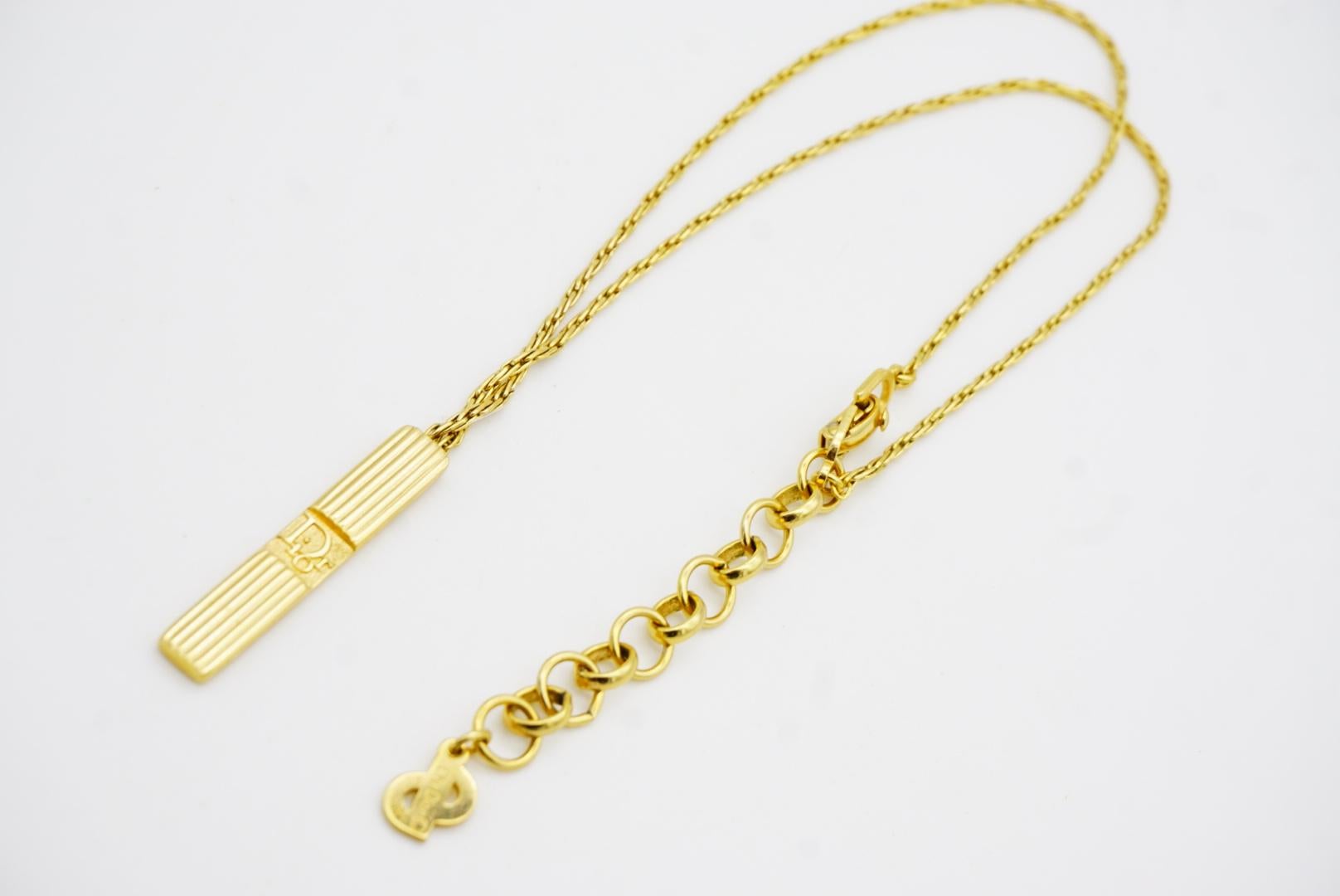 Christian Dior Vintage 1990s Monogram Logo Trotter Rectangle Pendant Necklace For Sale 5