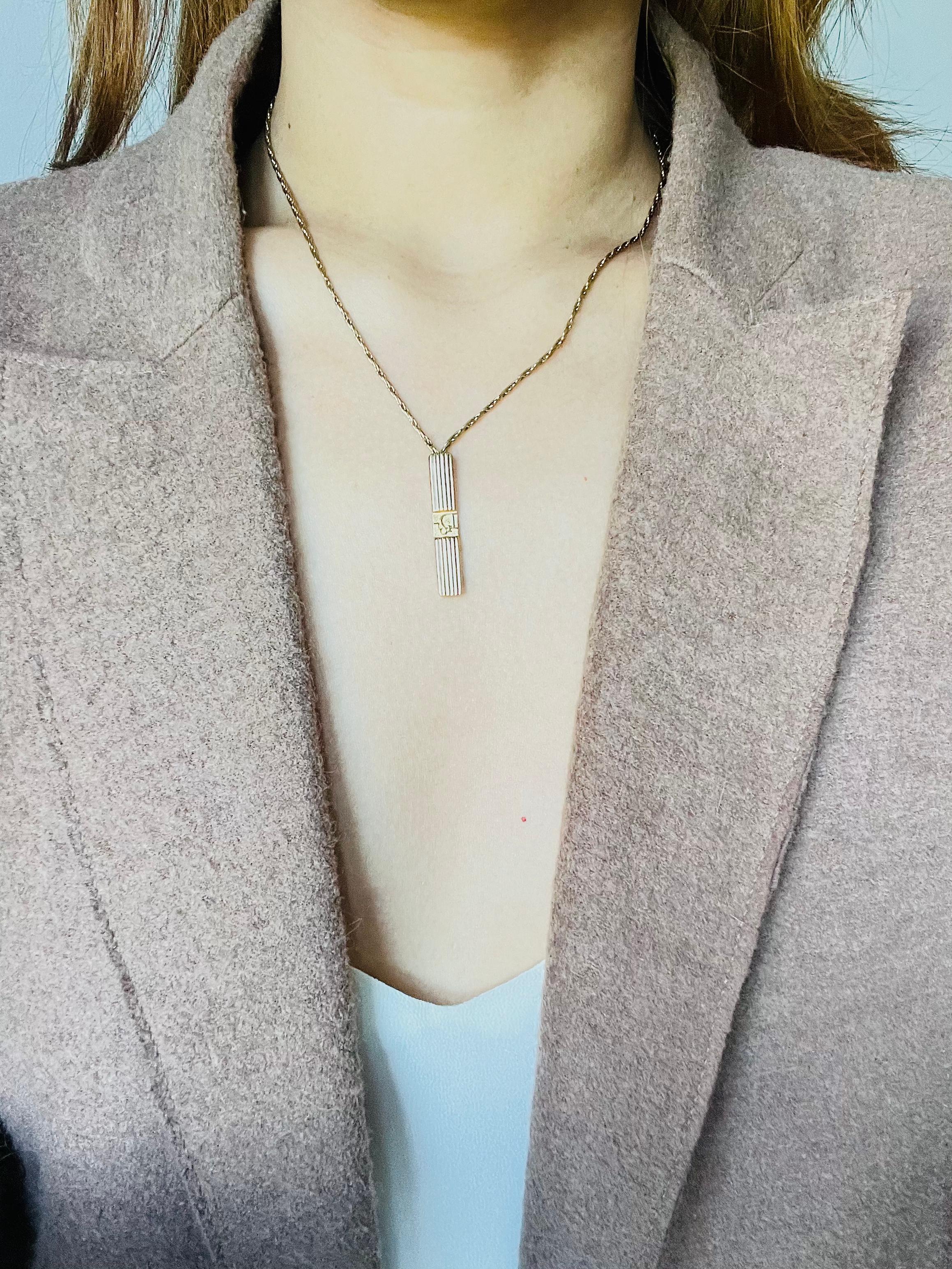 Men's Christian Dior Vintage 1990s Monogram Logo Trotter Rectangle Pendant Necklace For Sale