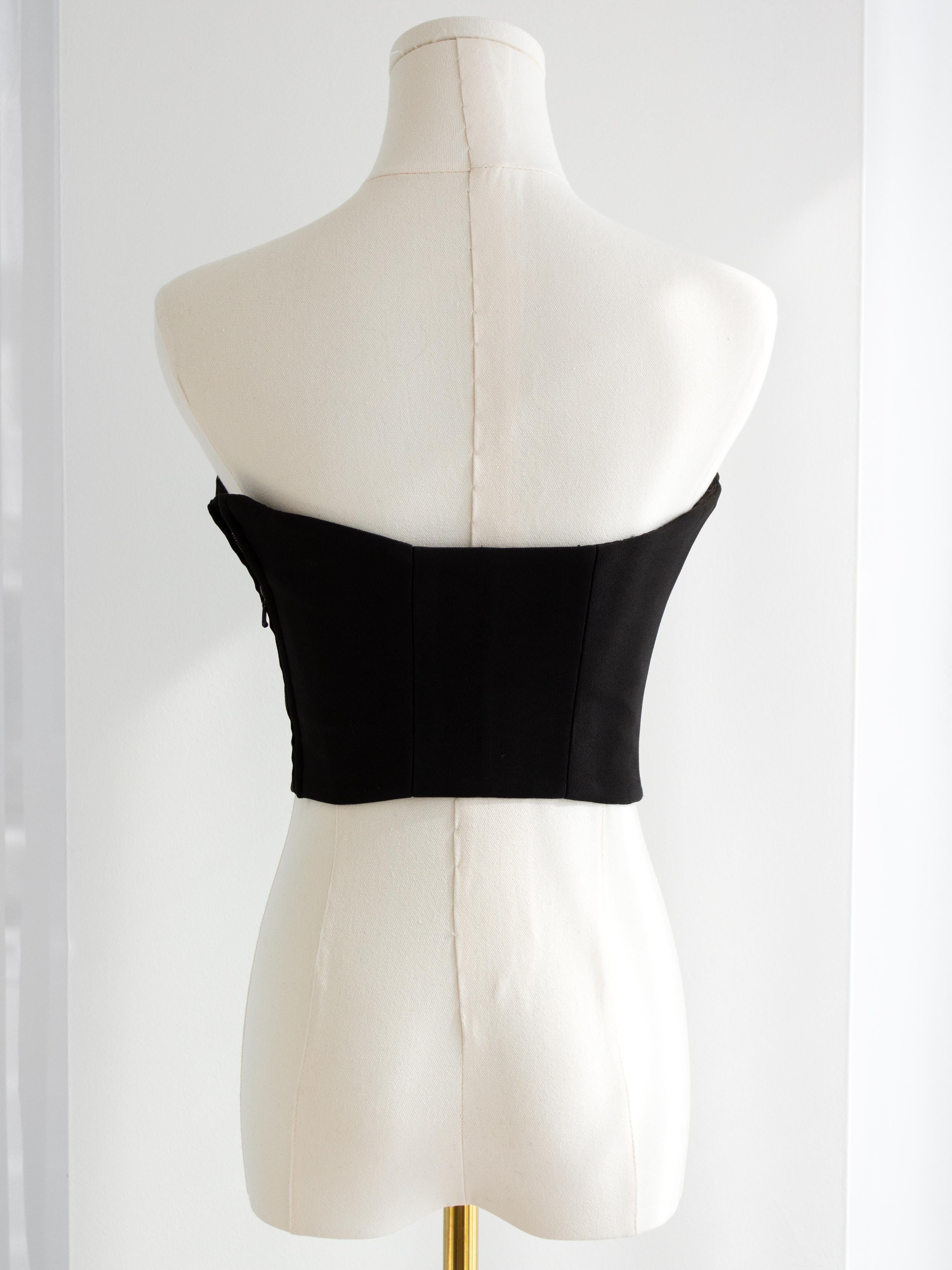 Christian Dior Vintage 1997 Numbered Black Silver Embellished Bustier Crop Top In Good Condition In Jersey City, NJ