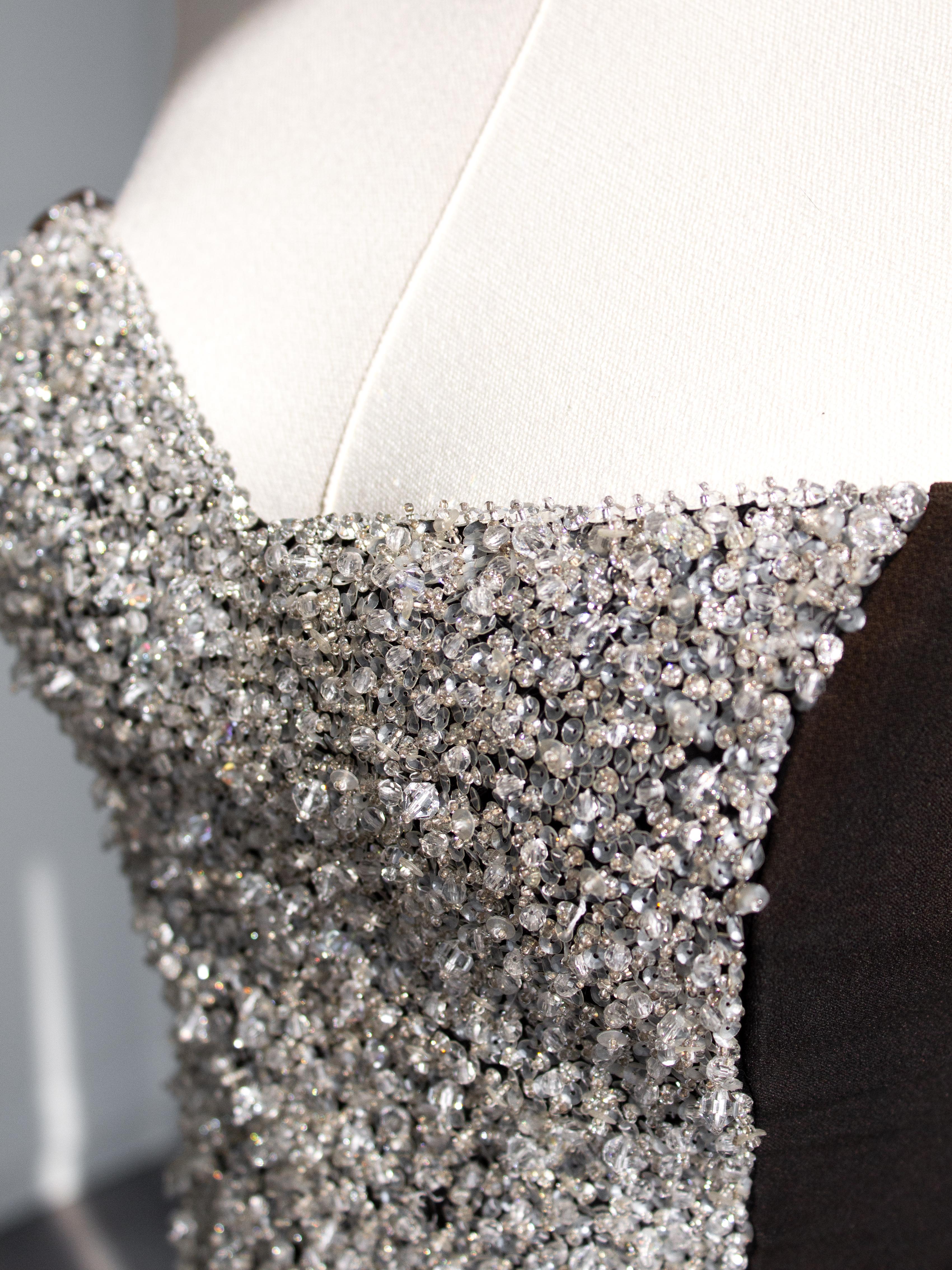 Christian Dior Vintage 1997 Numbered Black Silver Embellished Bustier Crop Top 2