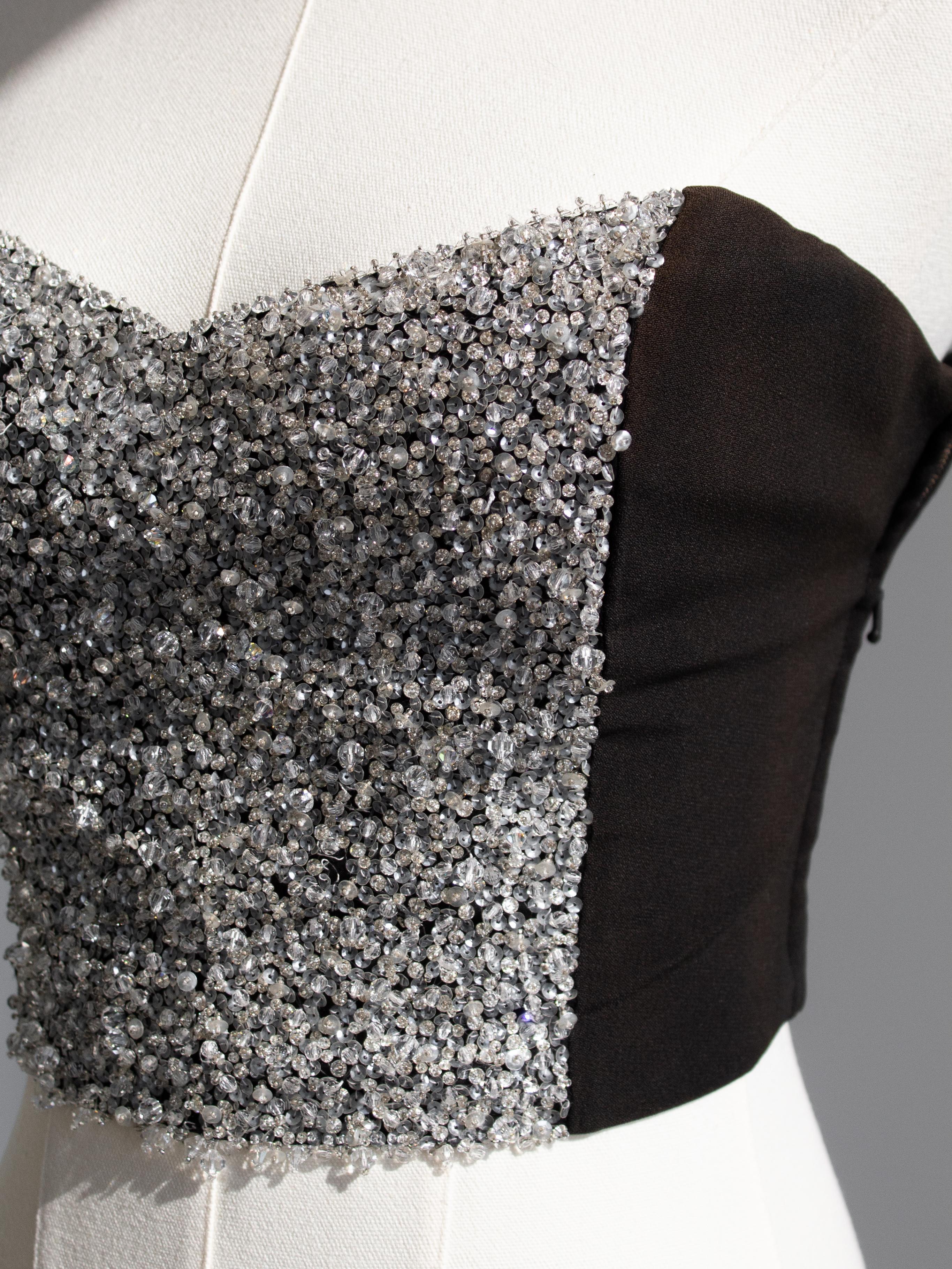 Christian Dior Vintage 1997 Numbered Black Silver Embellished Bustier Crop Top 3