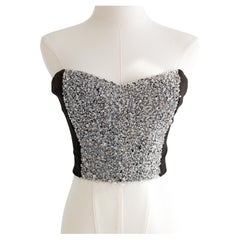 Christian Dior Vintage 1997 Numbered Black Silver Embellished Bustier Crop Top