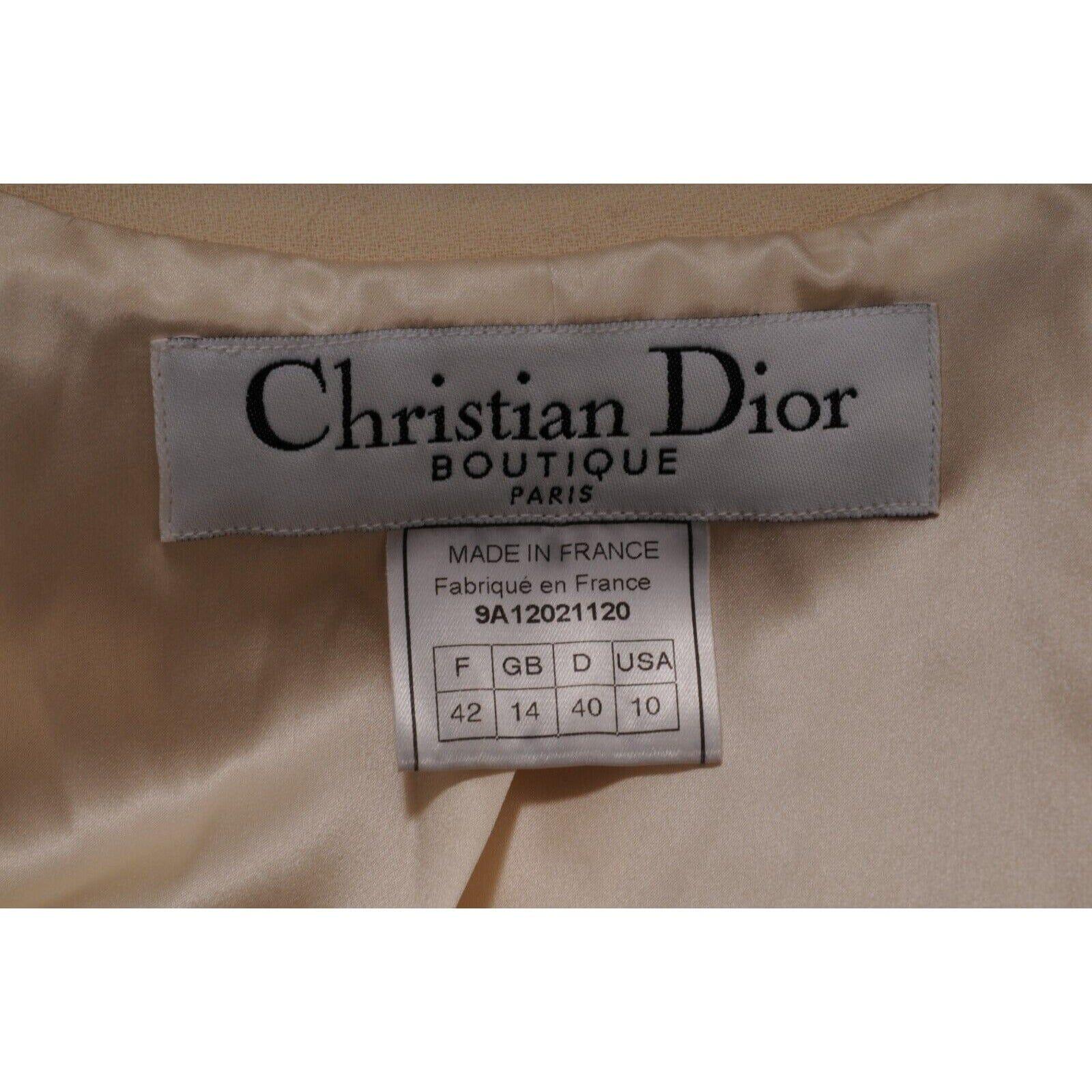 Christian Dior Vintage 2000's Shawl Lapel Fringe Blazer US 10 FR 42 Cream Wool in vendita 11