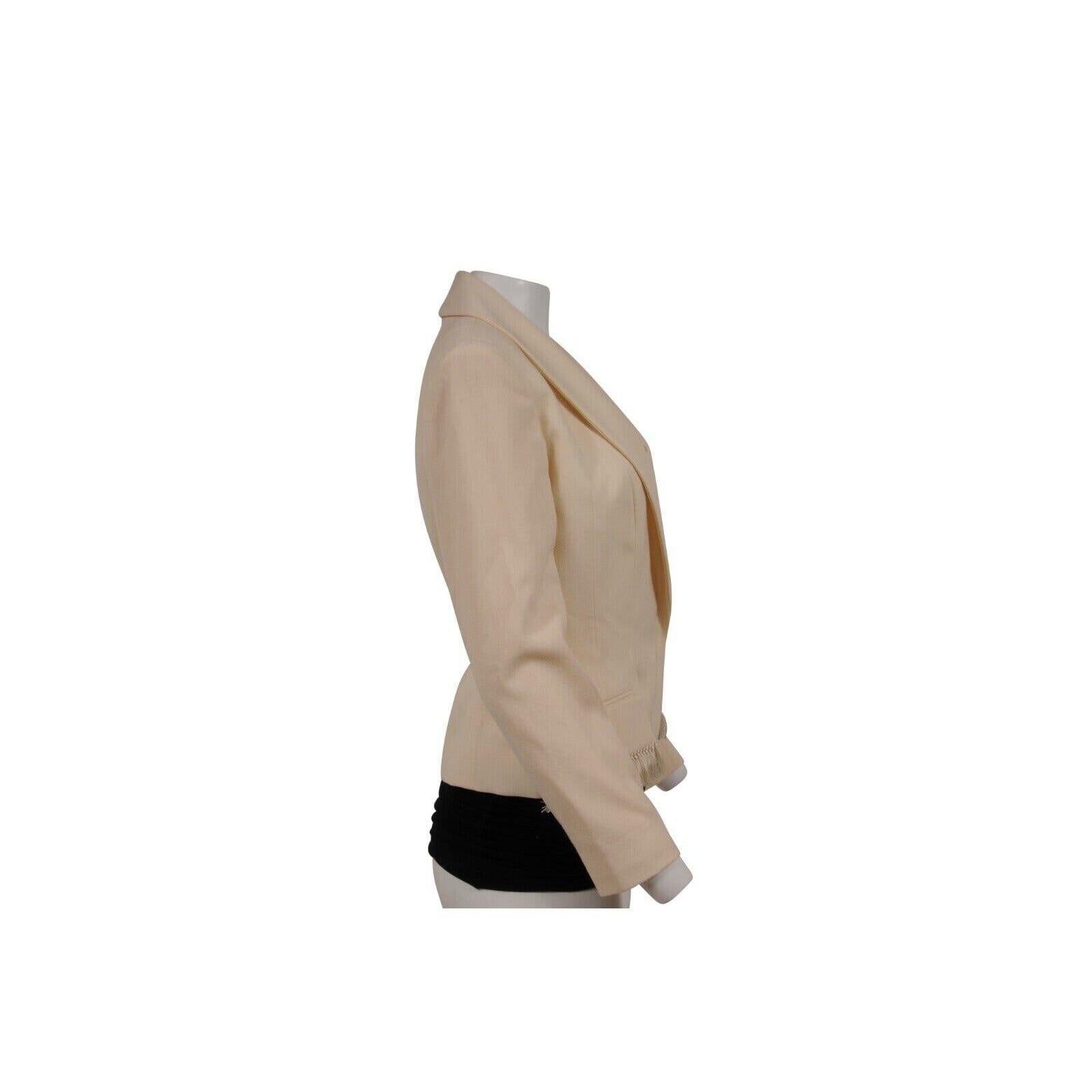 Christian Dior Vintage 2000's Shawl Lapel Fringe Blazer US 10 FR 42 Cream Wool In condizioni buone in vendita a North Miami, FL