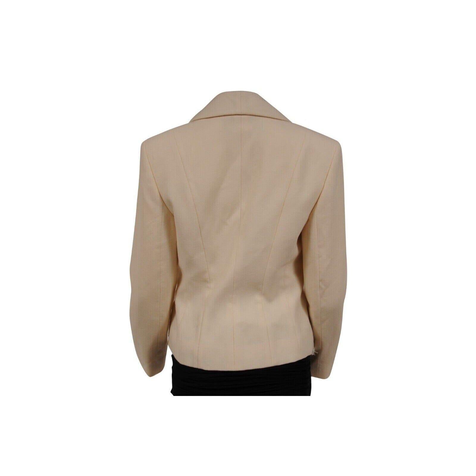 Donna Christian Dior Vintage 2000's Shawl Lapel Fringe Blazer US 10 FR 42 Cream Wool in vendita