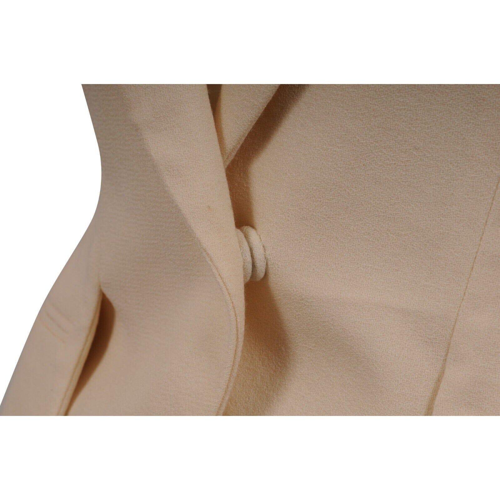 Christian Dior Vintage 2000's Shawl Lapel Fringe Blazer US 10 FR 42 Cream Wool in vendita 4