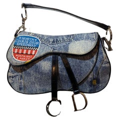 Christian Dior Vintage 2001 Double Denim Saddle Bag