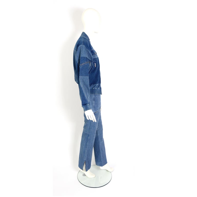 Christian Dior vintage 2004 cotton corduroy denim bleu jacket and pants set  For Sale 7
