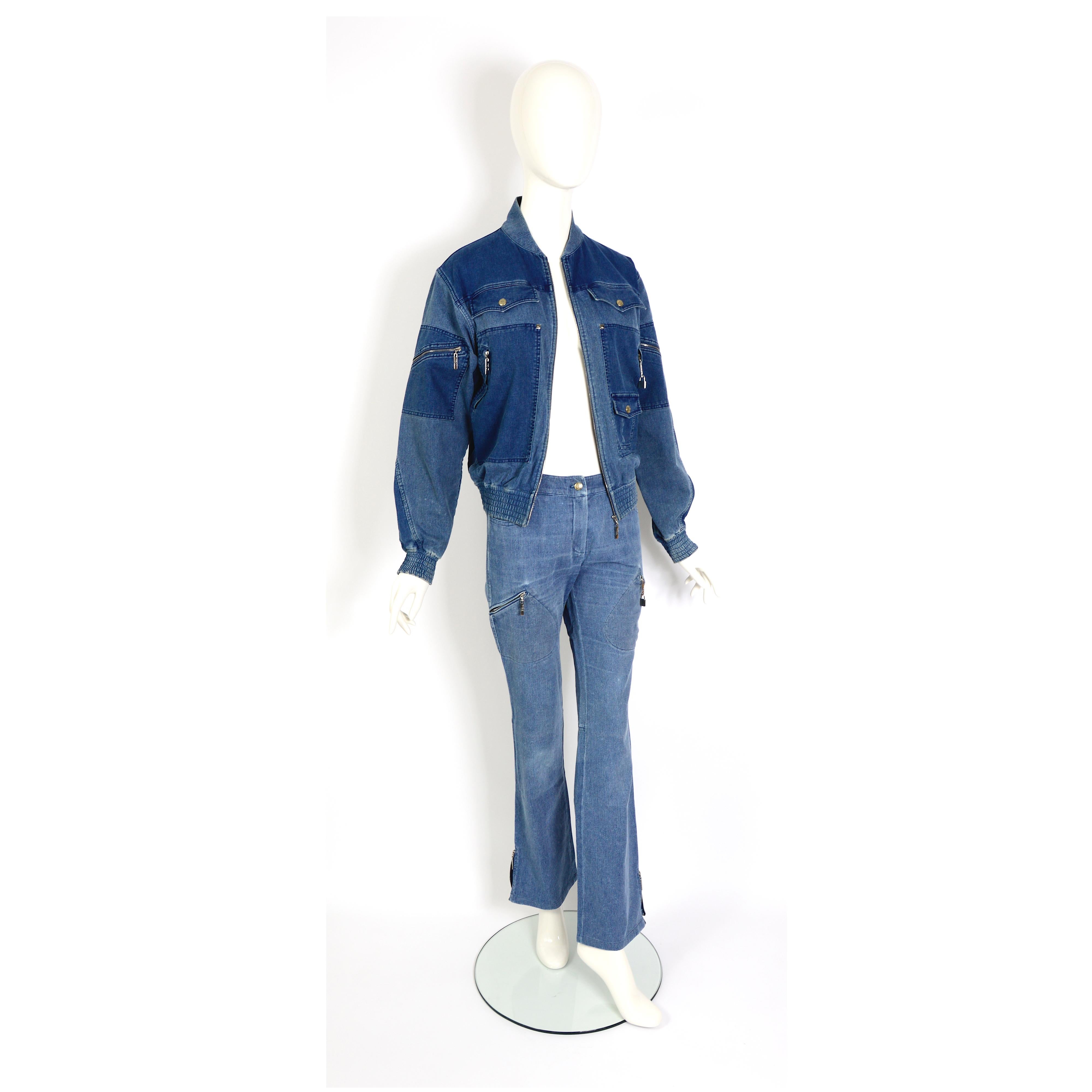 Christian Dior vintage 2004 cotton corduroy denim bleu jacket and pants set  4