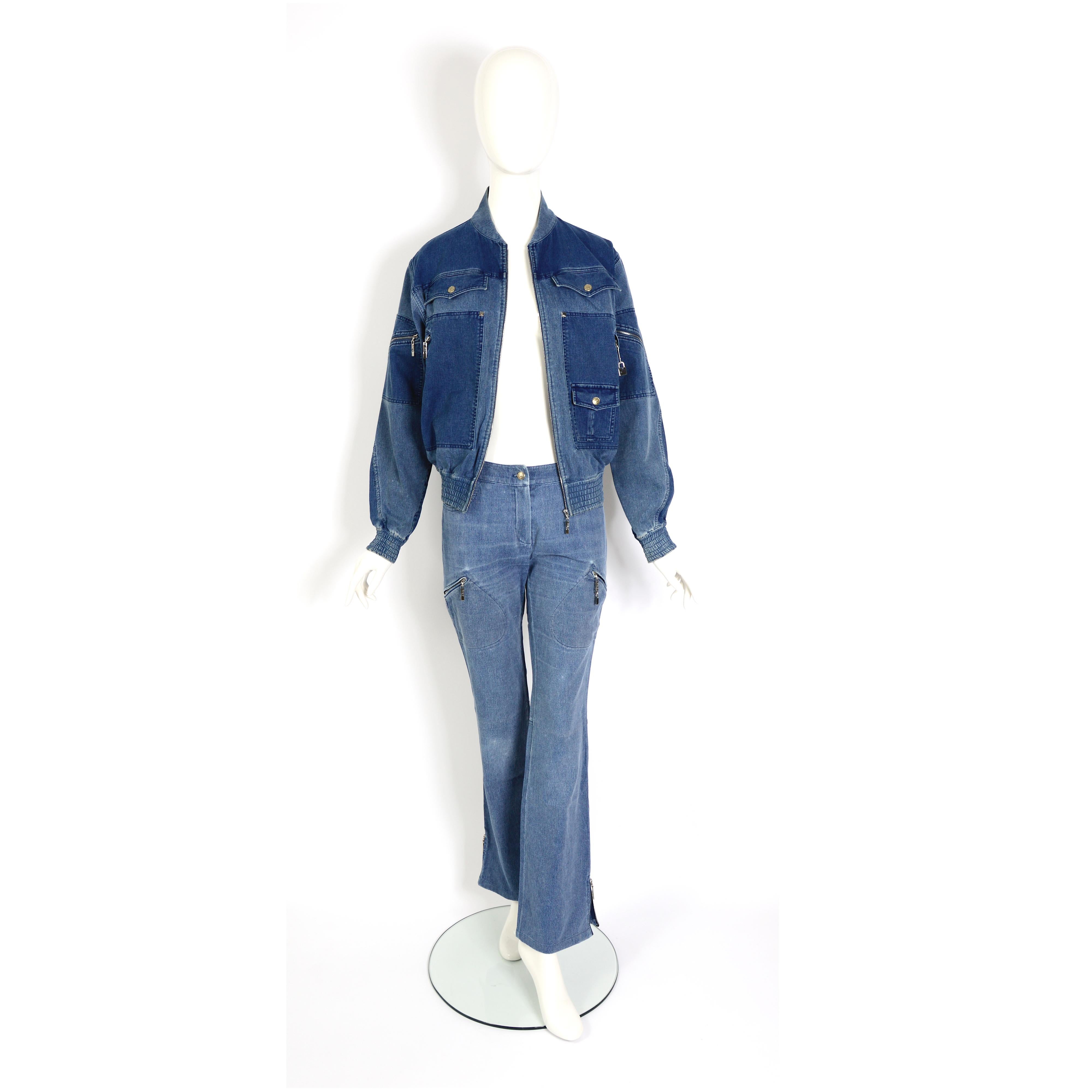 Christian Dior vintage 2004 cotton corduroy denim bleu jacket and pants set  5