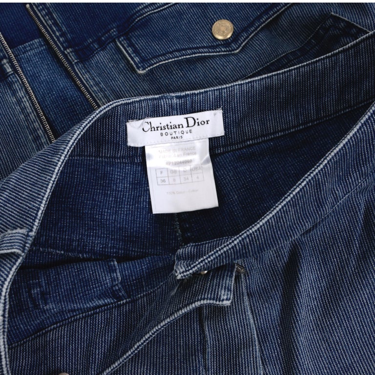 Christian Dior vintage 2004 cotton corduroy denim bleu jacket and pants set  For Sale 11
