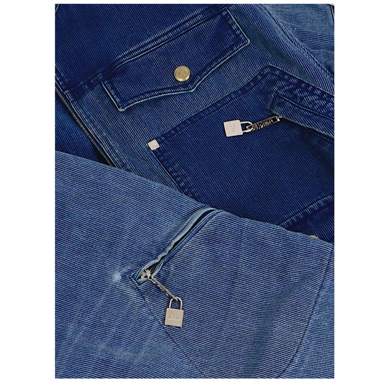 Christian Dior vintage 2004 cotton corduroy denim bleu jacket and pants set  For Sale 14