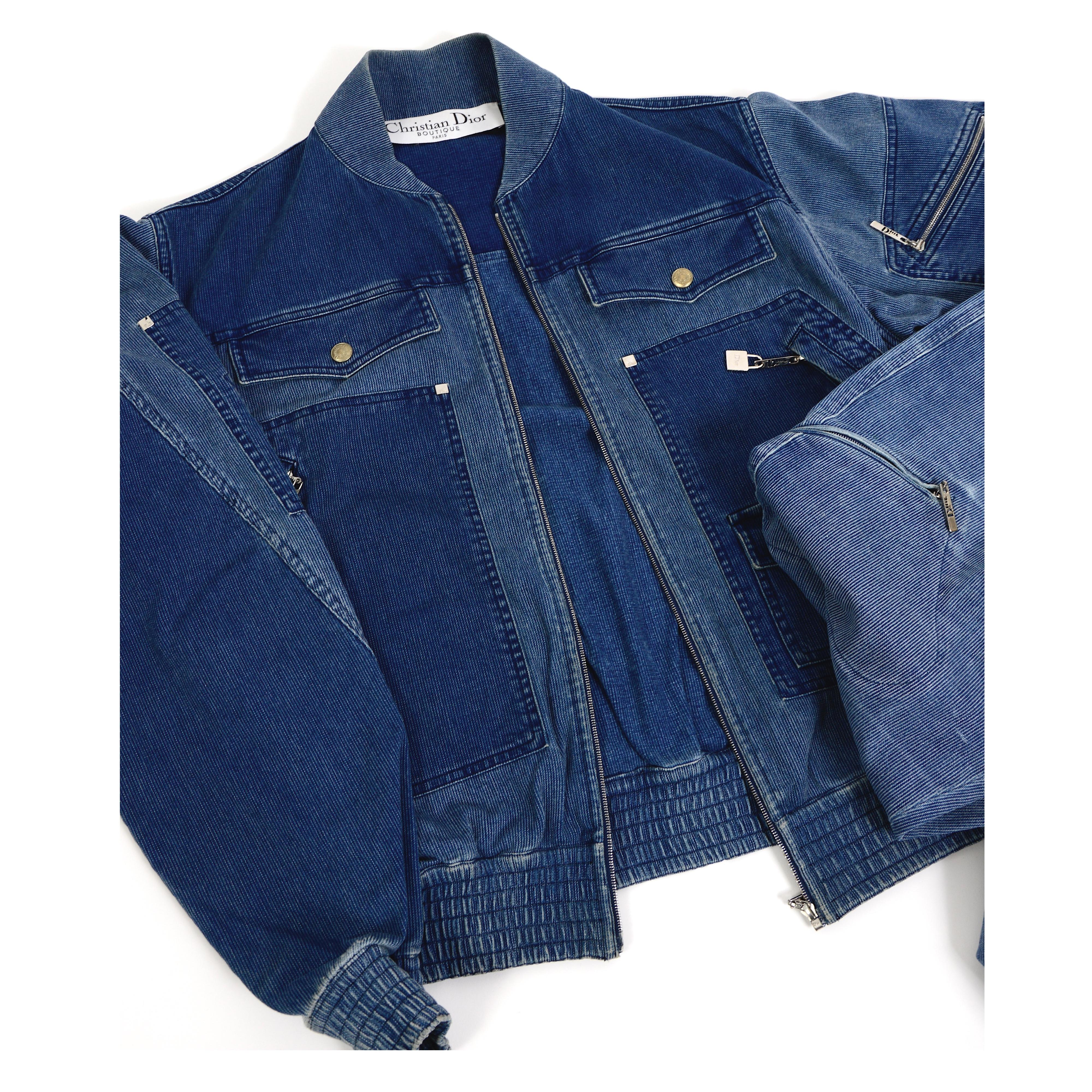 Christian Dior vintage 2004 cotton corduroy denim bleu jacket and pants set  11