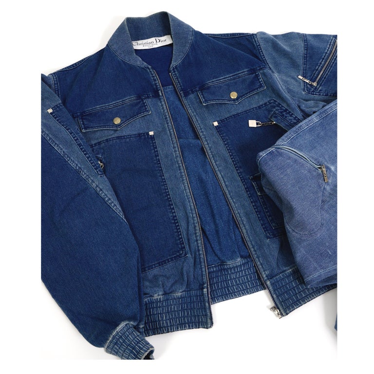 Christian Dior vintage 2004 cotton corduroy denim bleu jacket and pants set  For Sale 15