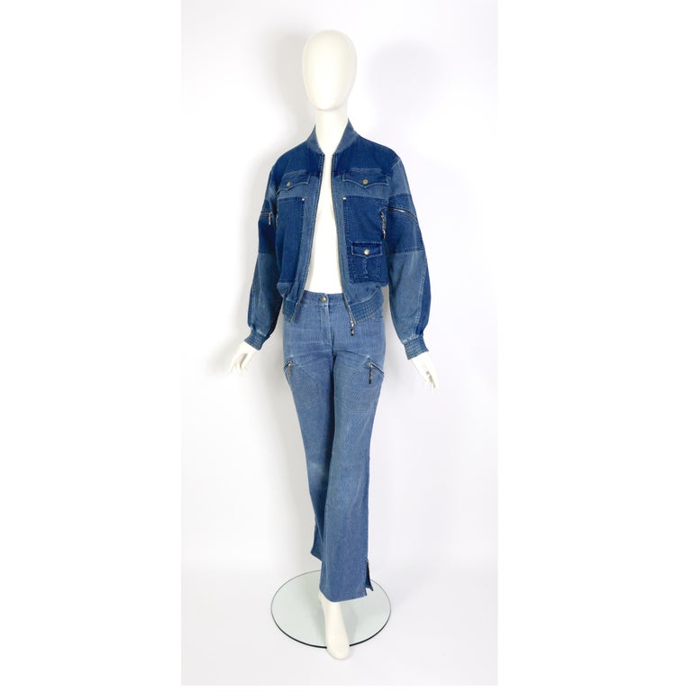Christian Dior vintage 2004 cotton corduroy denim bleu jacket and pants set  In Excellent Condition For Sale In Antwerp, BE