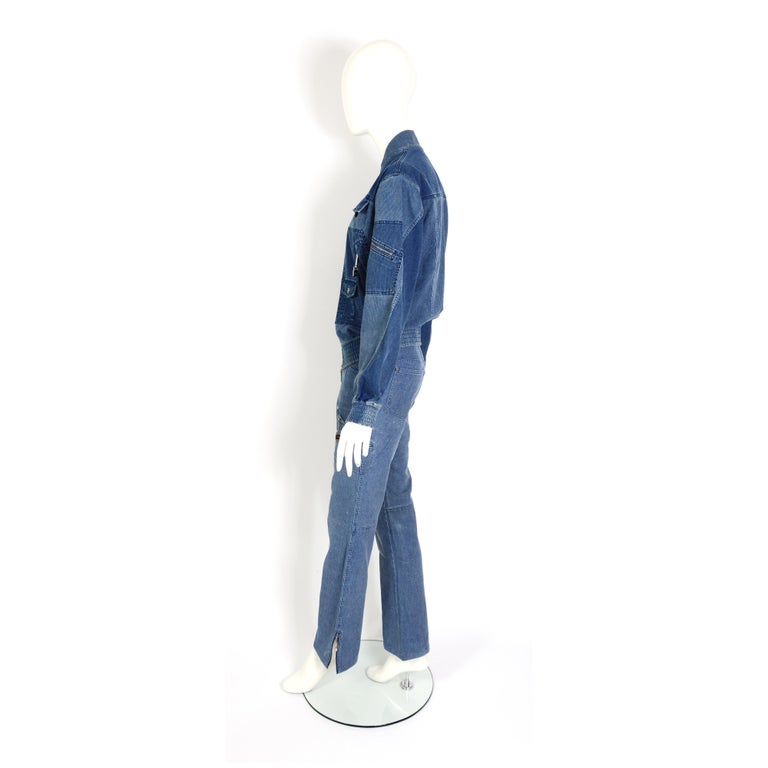 Christian Dior vintage 2004 cotton corduroy denim bleu jacket and pants set  For Sale 2