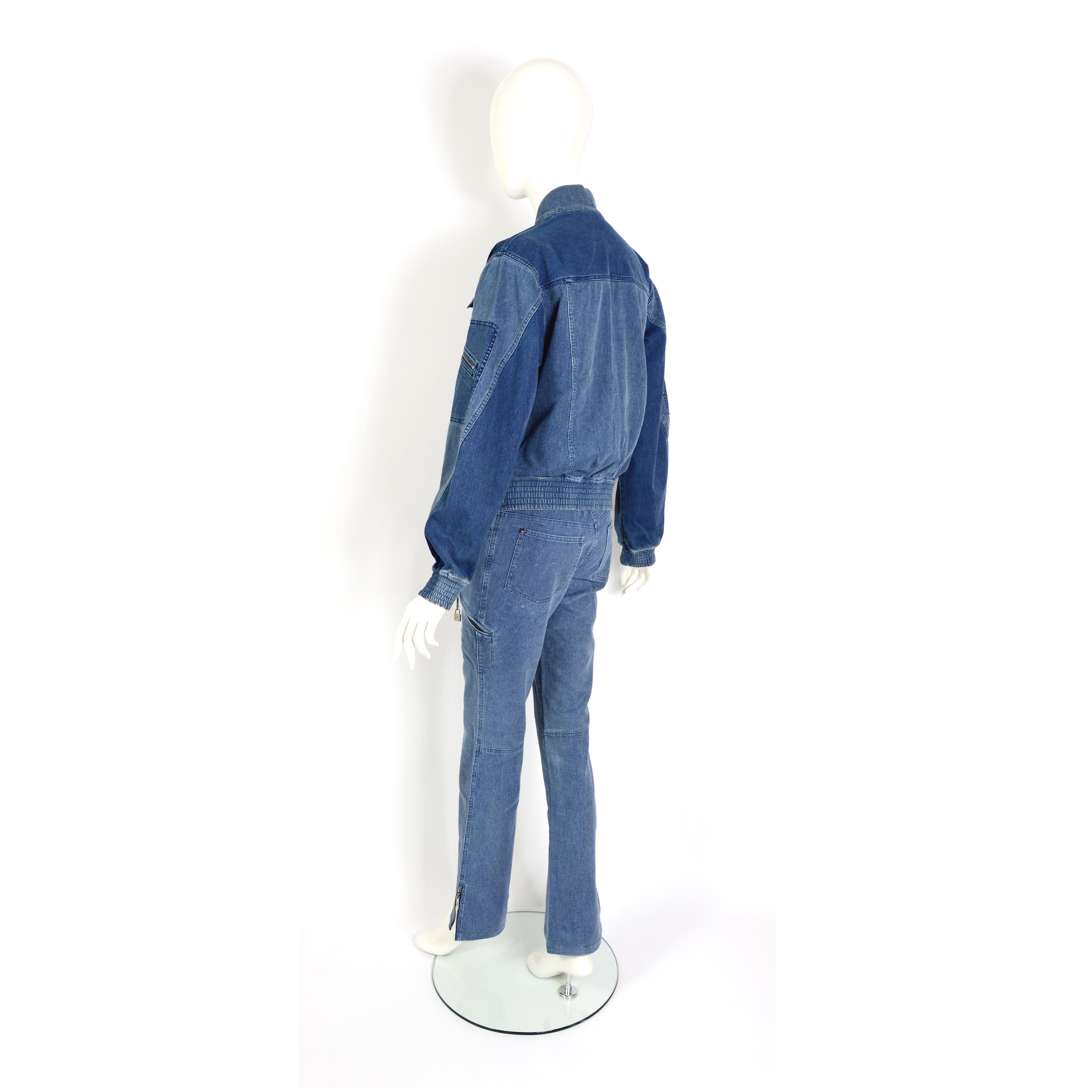 Christian Dior vintage 2004 cotton corduroy denim bleu jacket and pants set  In Excellent Condition In Antwerp, BE