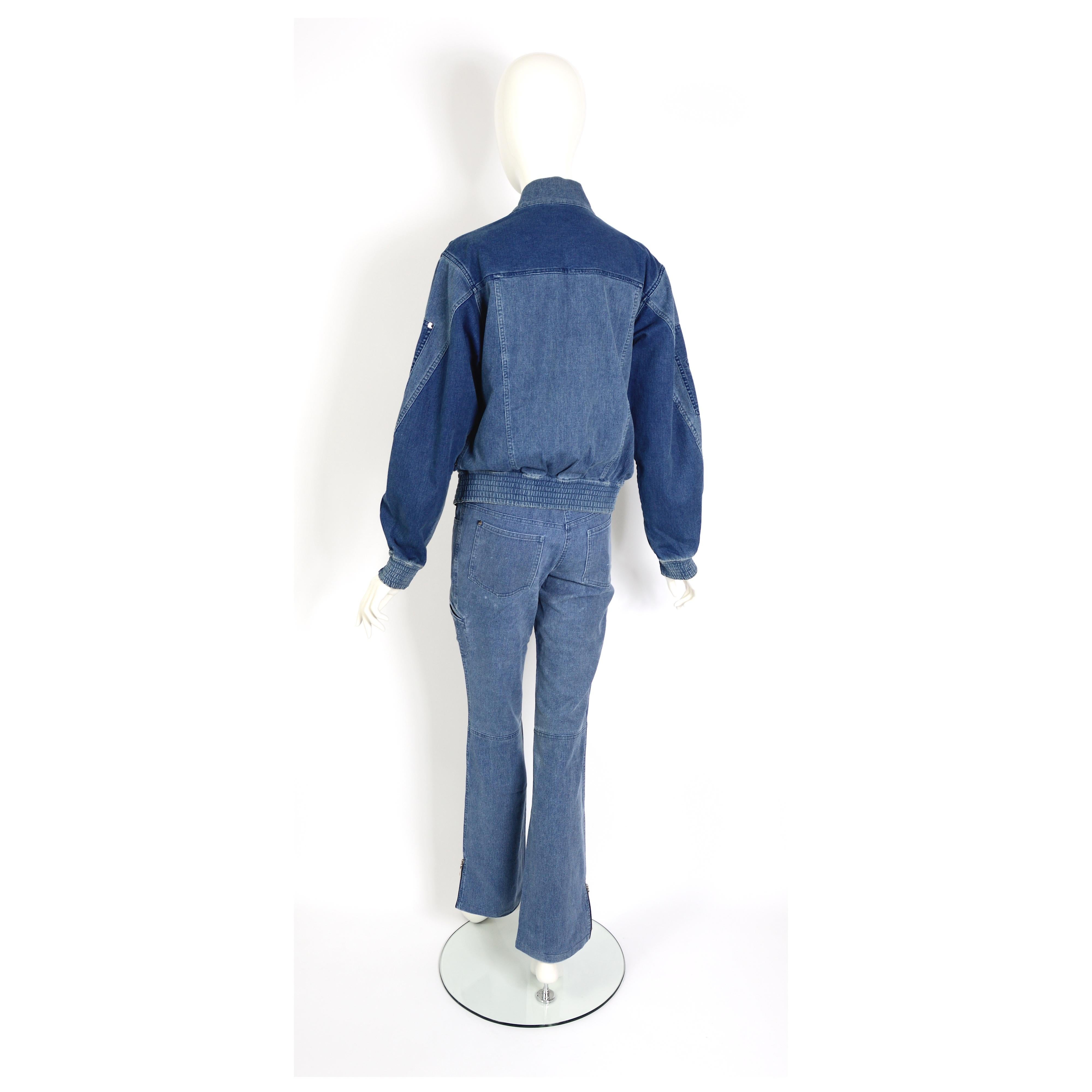 Women's Christian Dior vintage 2004 cotton corduroy denim bleu jacket and pants set 
