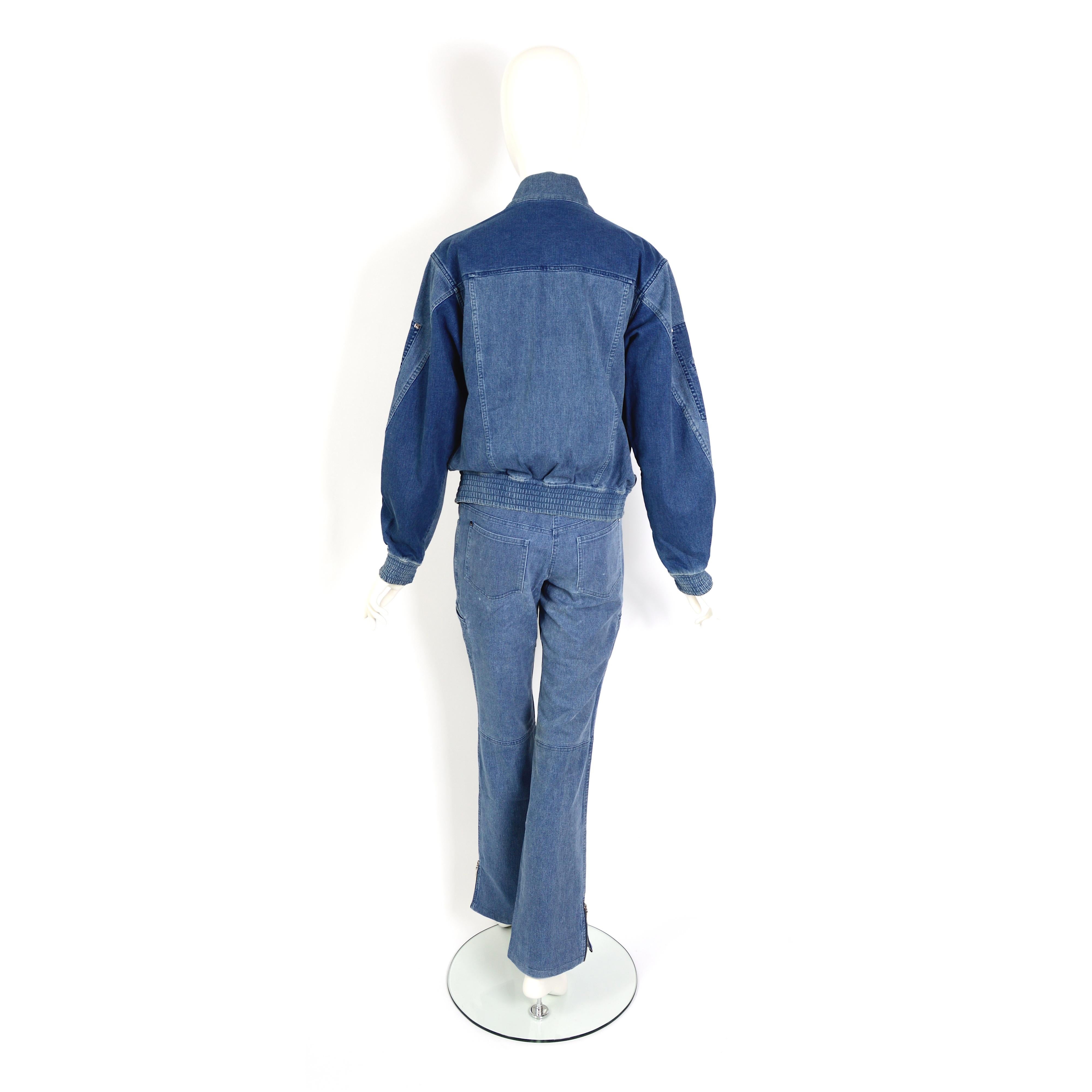 Christian Dior vintage 2004 cotton corduroy denim bleu jacket and pants set  1