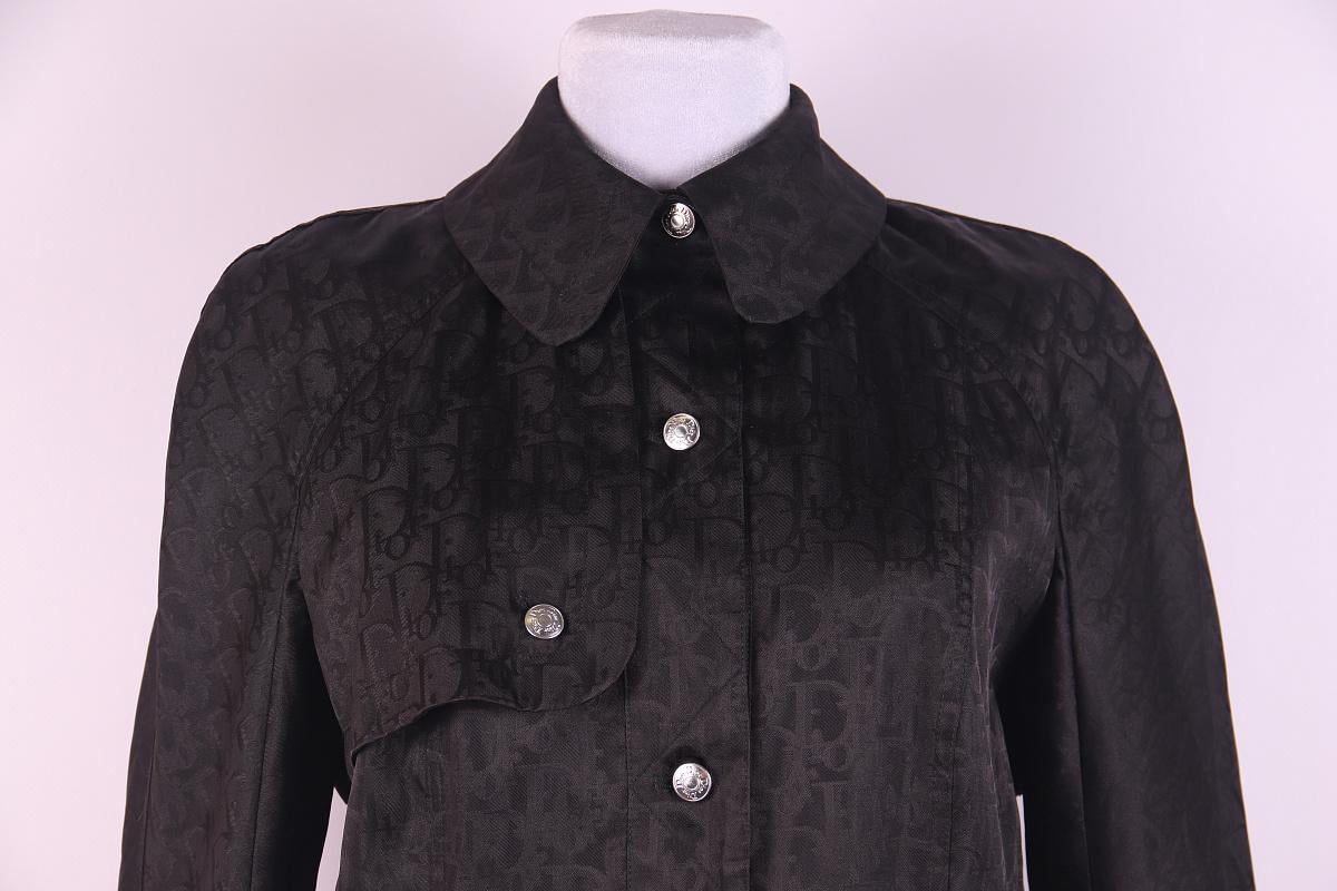 Christian Dior Vintage 2005 by John Galliano Black Total Oblique Monogram Coat In Excellent Condition For Sale In Алматинский Почтамт, KZ