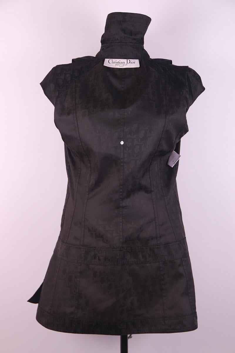 Christian Dior Vintage 2005 by John Galliano Black Total Oblique Monogram Coat For Sale 4