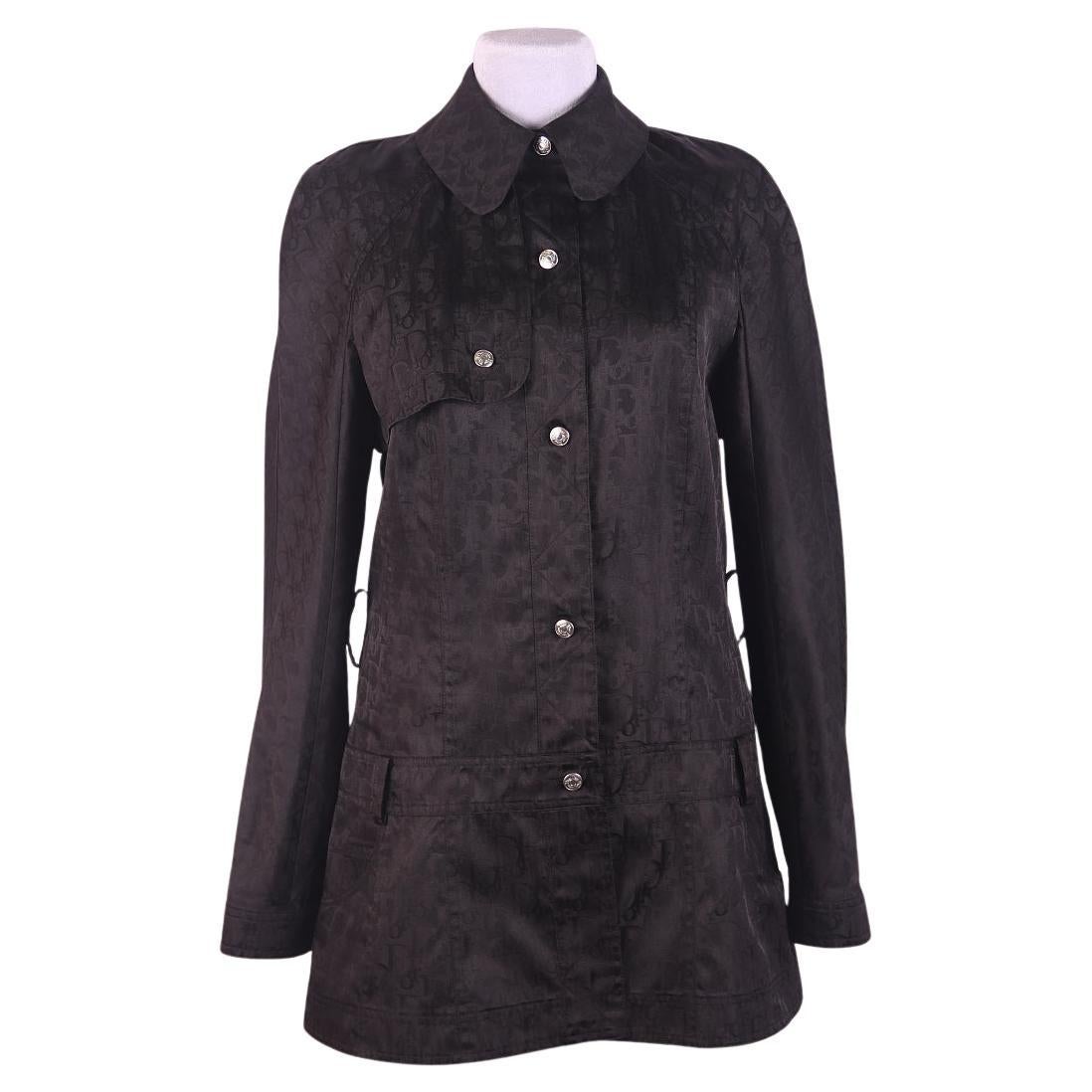 Christian Dior Vintage 2005 by John Galliano Black Total Oblique Monogram Coat For Sale