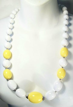 Christian Dior, Vintage Acrylic & Chrome Beaded Necklace, Signed, Circa 1973