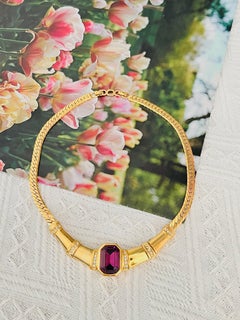 Christian Dior Vintage Amethyst Achteckige Kristalle Bambus Knot Statement-Halskette