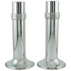 Christian Dior Vintage Art Deco Inspired Silver Plate Candleholders