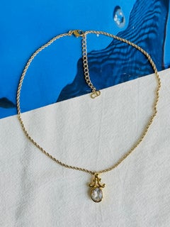 Christian Dior Vintage Baroque Blossom Flower Large Oval Crystal Chain Necklace