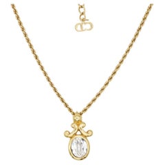 Christian Dior Vintage Baroque Blossom Flower Large Oval Crystal Chain Necklace