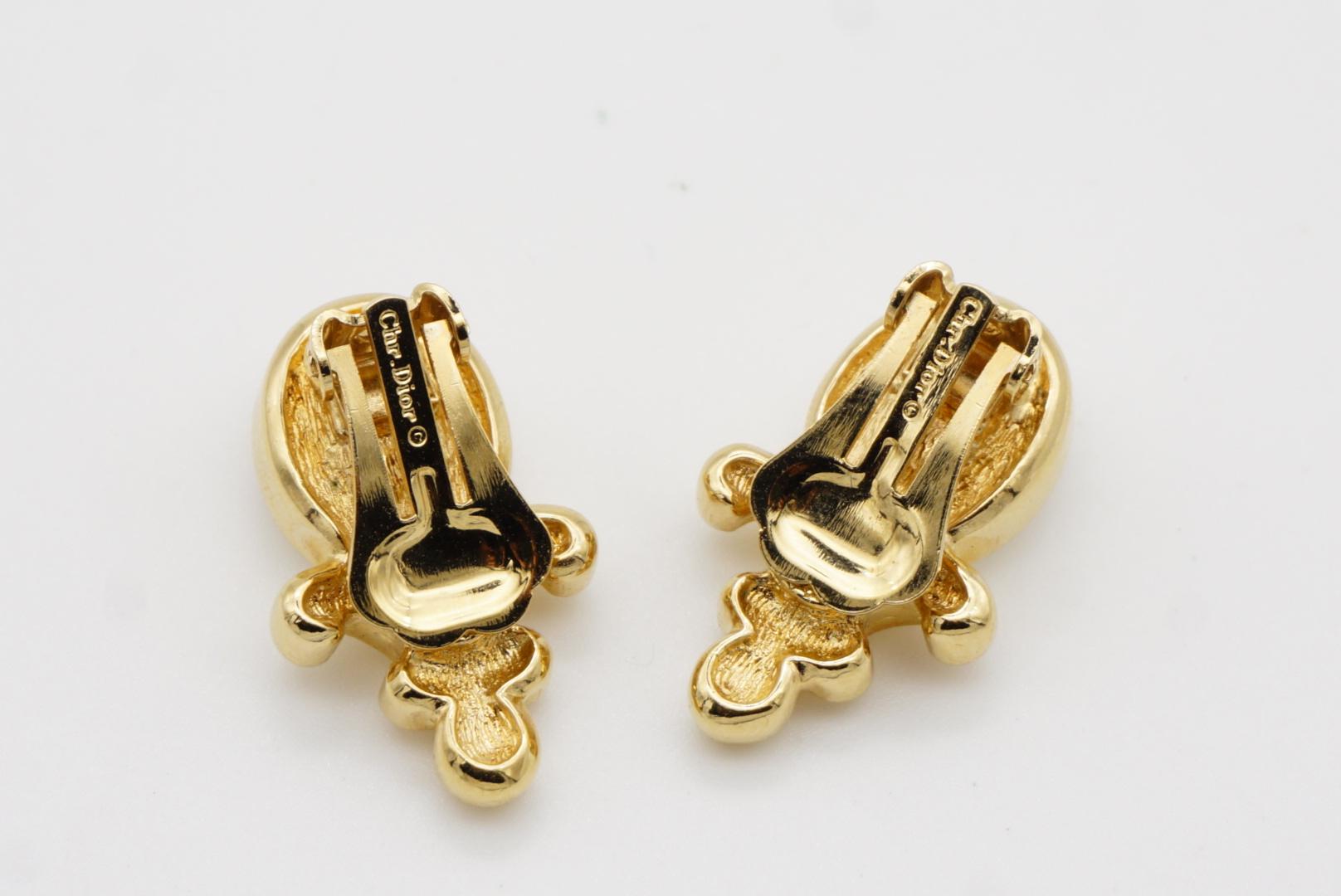 Christian Dior Orecchini a clip di cristallo ovale grande con fiore barocco d'epoca in vendita 6