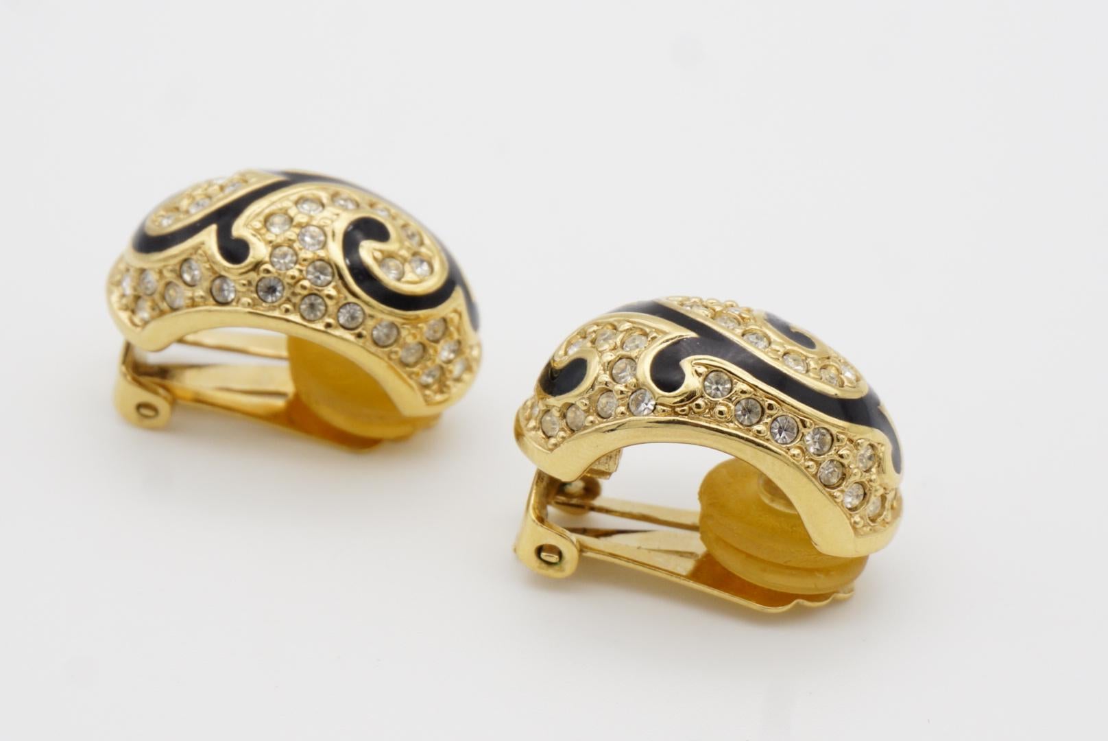 Christian Dior Vintage Barock Große Schwarze Rebe Kristall Demi Dome Clip Ohrringe im Angebot 7