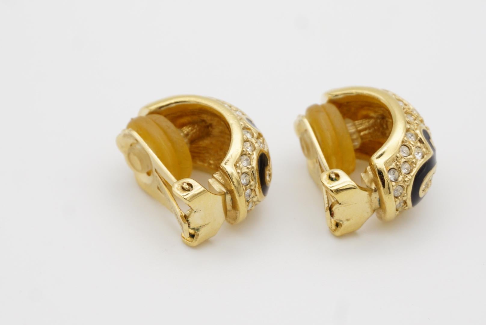 Christian Dior Vintage Barock Große Schwarze Rebe Kristall Demi Dome Clip Ohrringe im Angebot 8