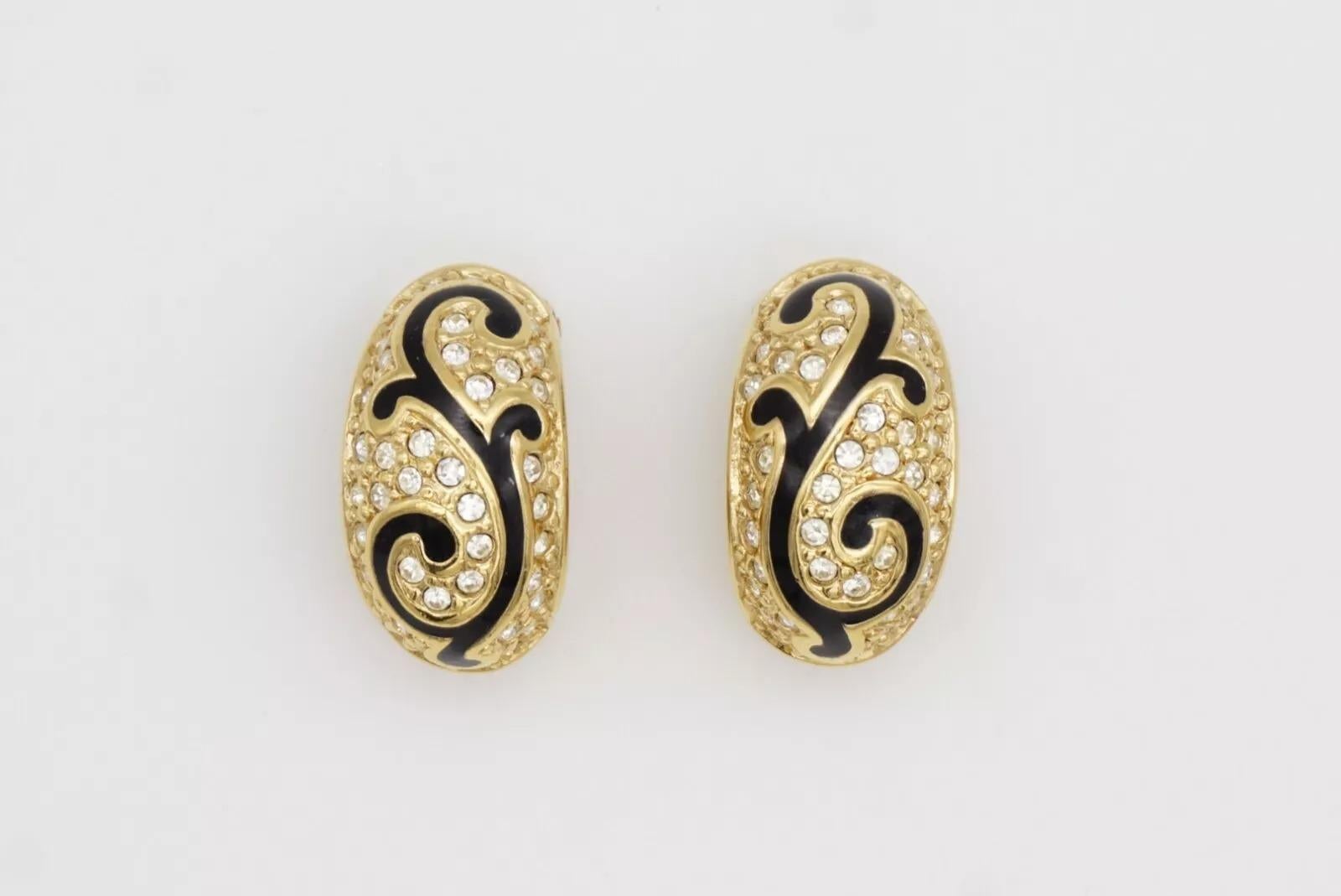 Christian Dior Vintage Barock Große Schwarze Rebe Kristall Demi Dome Clip Ohrringe im Angebot 11