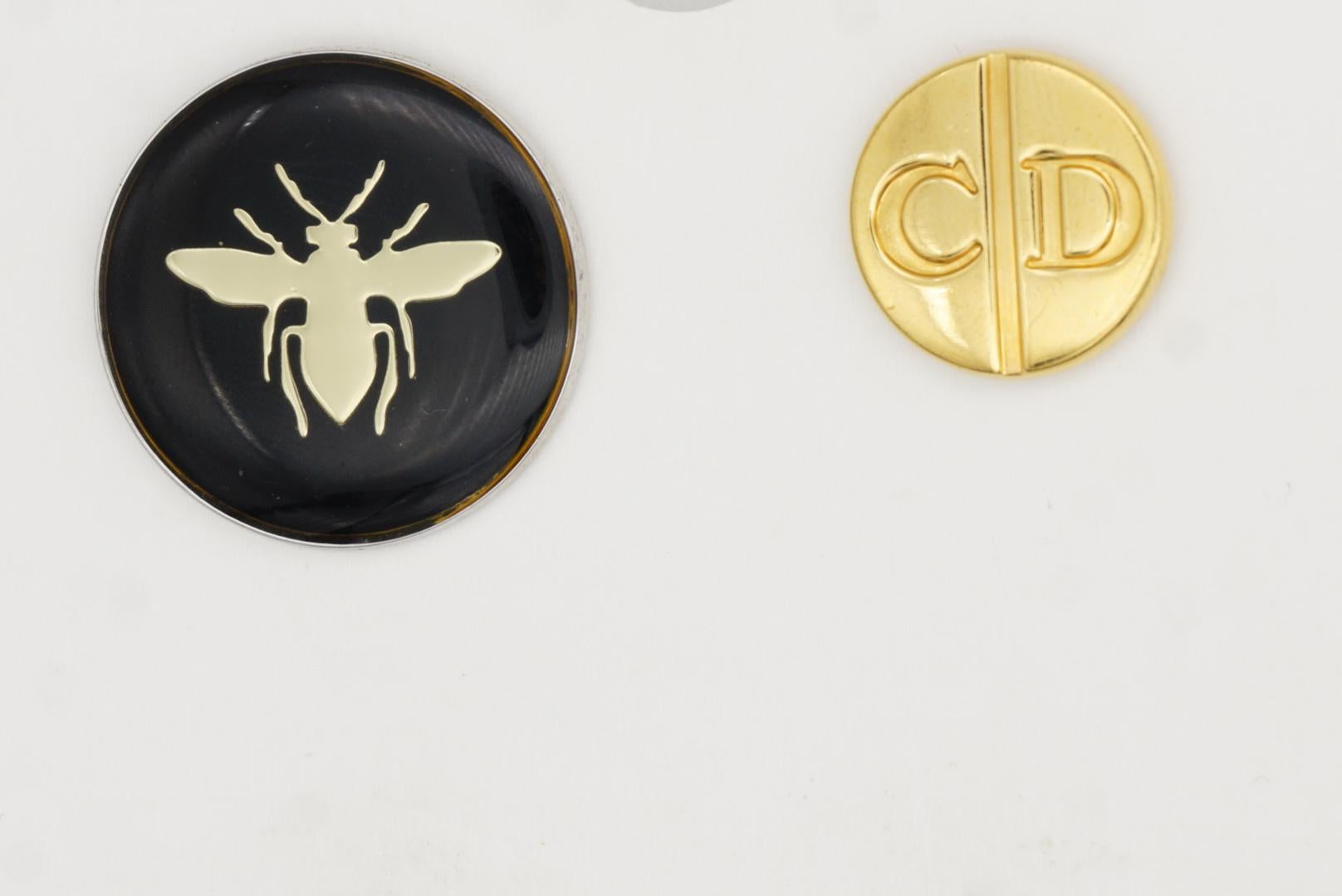 Christian Dior Vintage Bee Black Round Logo CD Circle Pin Brooch