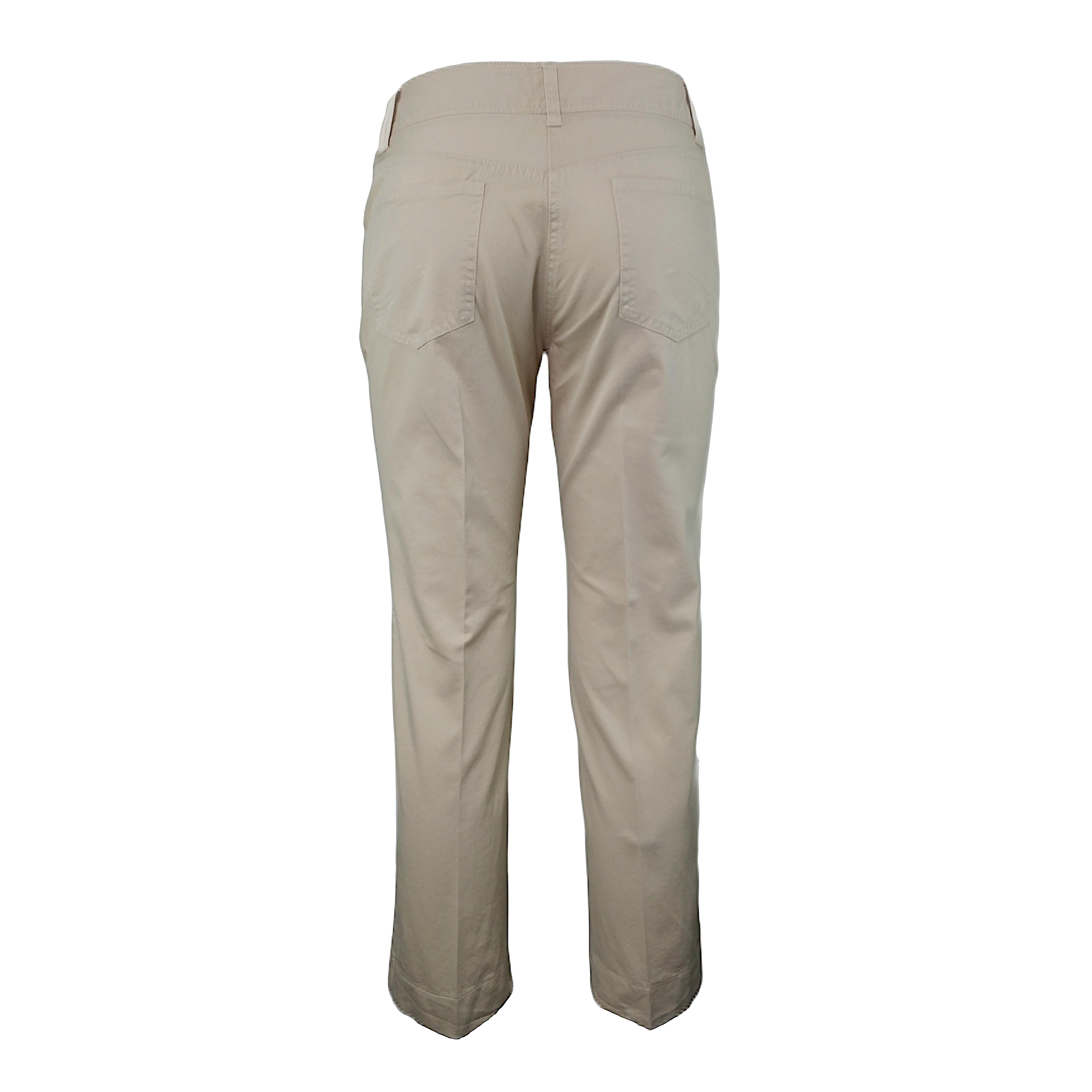 CHRISTIAN DIOR - Vintage Beige Cotton Capri 7/8 Pants | Size 6US 38EU In Good Condition For Sale In Cuggiono, MI