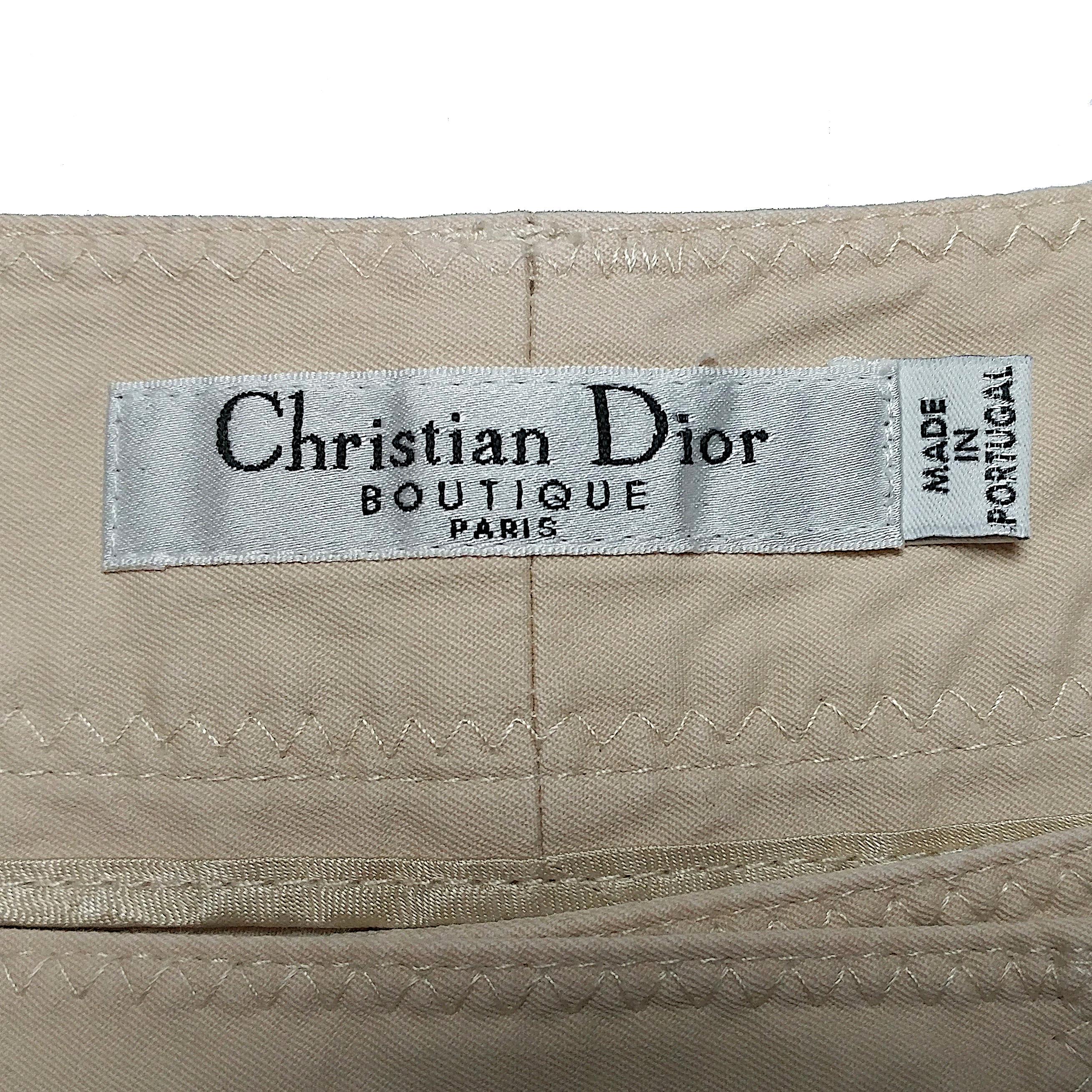 Women's CHRISTIAN DIOR - Vintage Beige Cotton Capri 7/8 Pants | Size 6US 38EU For Sale