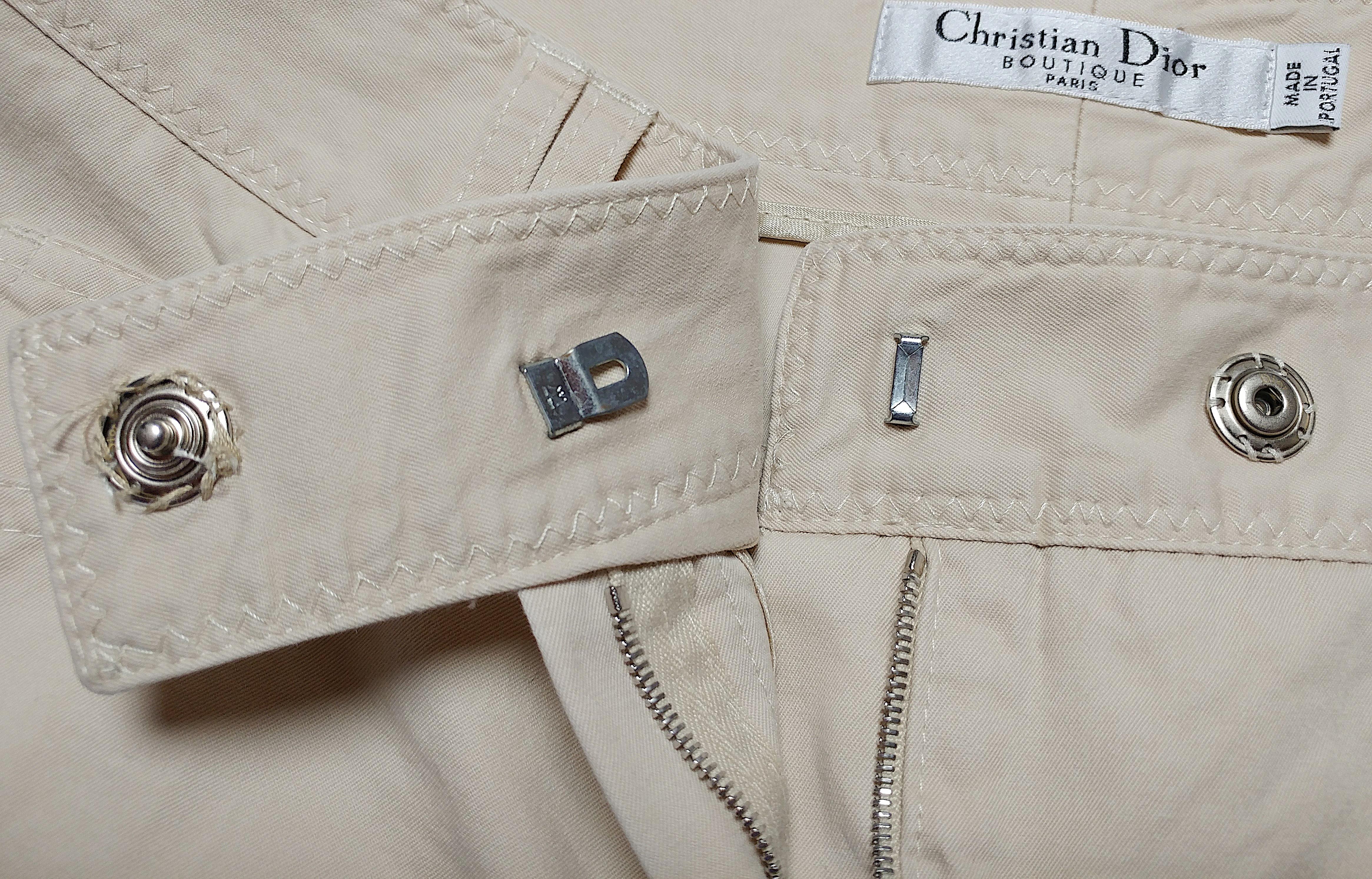 CHRISTIAN DIOR - Vintage Beige Cotton Capri 7/8 Pants | Size 6US 38EU For Sale 2