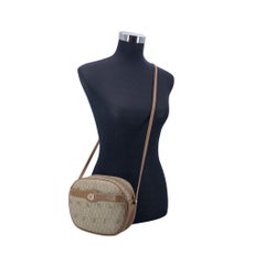 Christian Dior Vintage Beige Honeycomb Logo Canvas Shoulder Bag