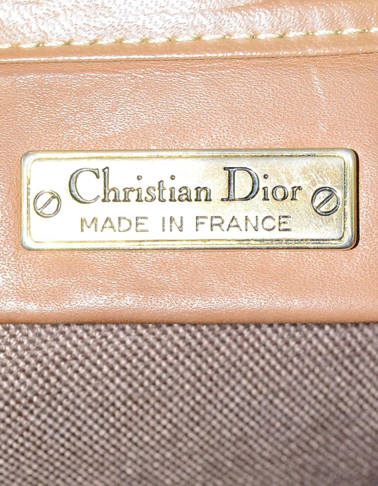 Christian Dior Vintage Beige Honeycomb Quilted Canvas Logo Monogram ...
