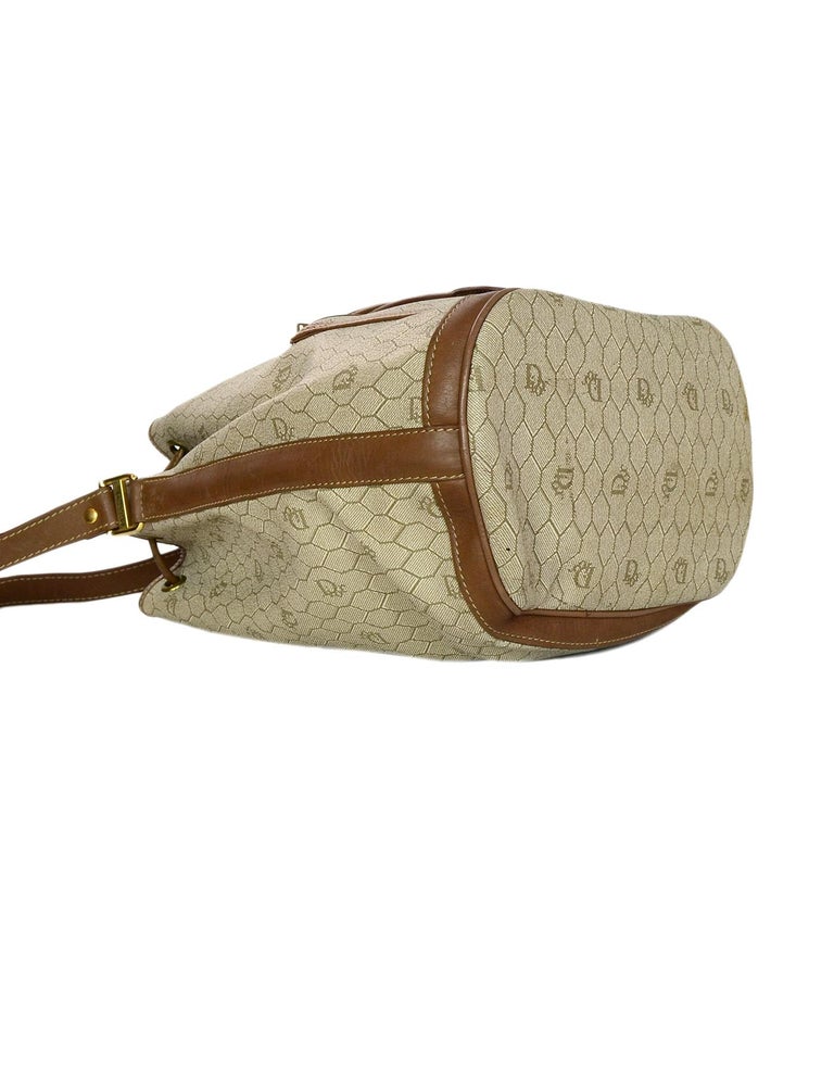 Christian Dior Vintage Beige Quilted Canvas Logo Monogram