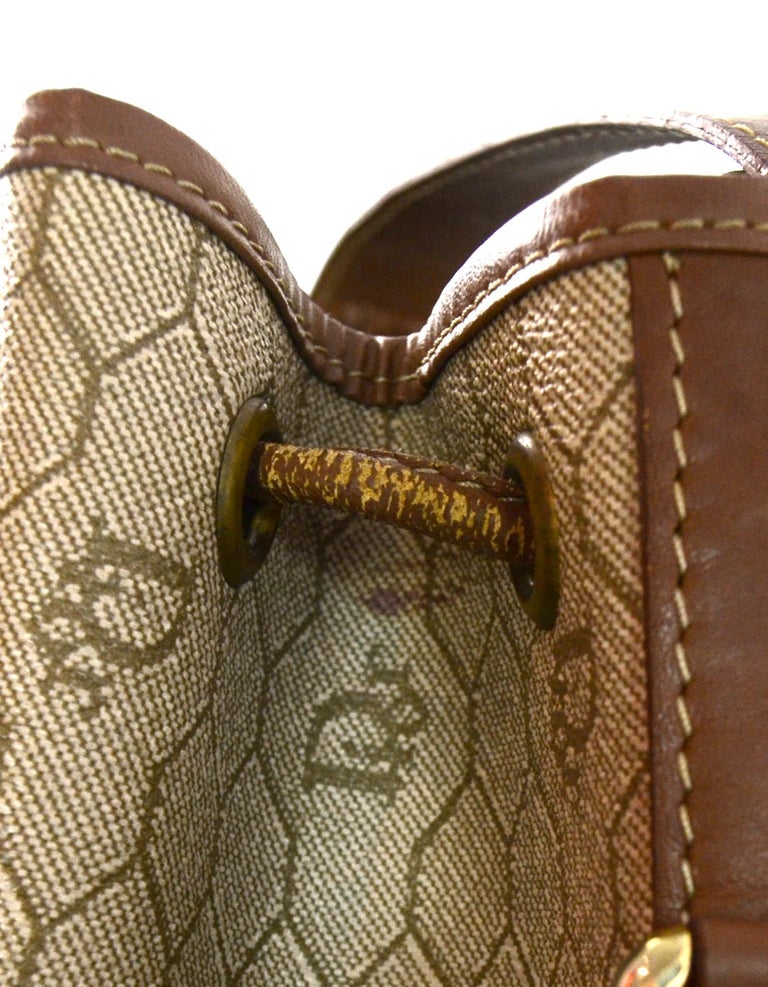 Christian Dior Vintage Beige Quilted Canvas Logo Monogram