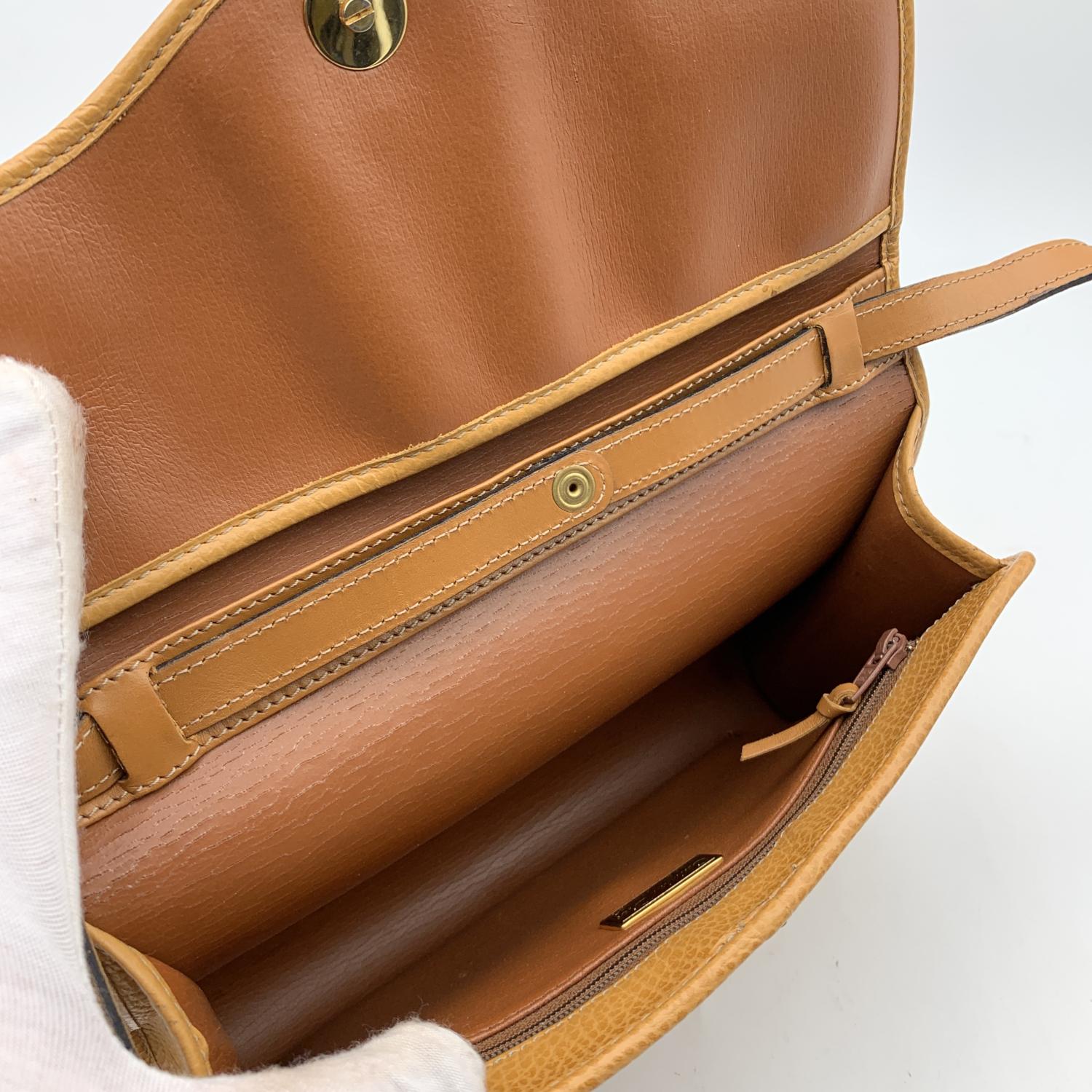 Christian Dior Vintage Beige Leather Convertible Shoulder Bag 1
