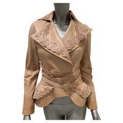 Christian Dior Vintage Beige Leather Perforated Jacket Sz.38, France