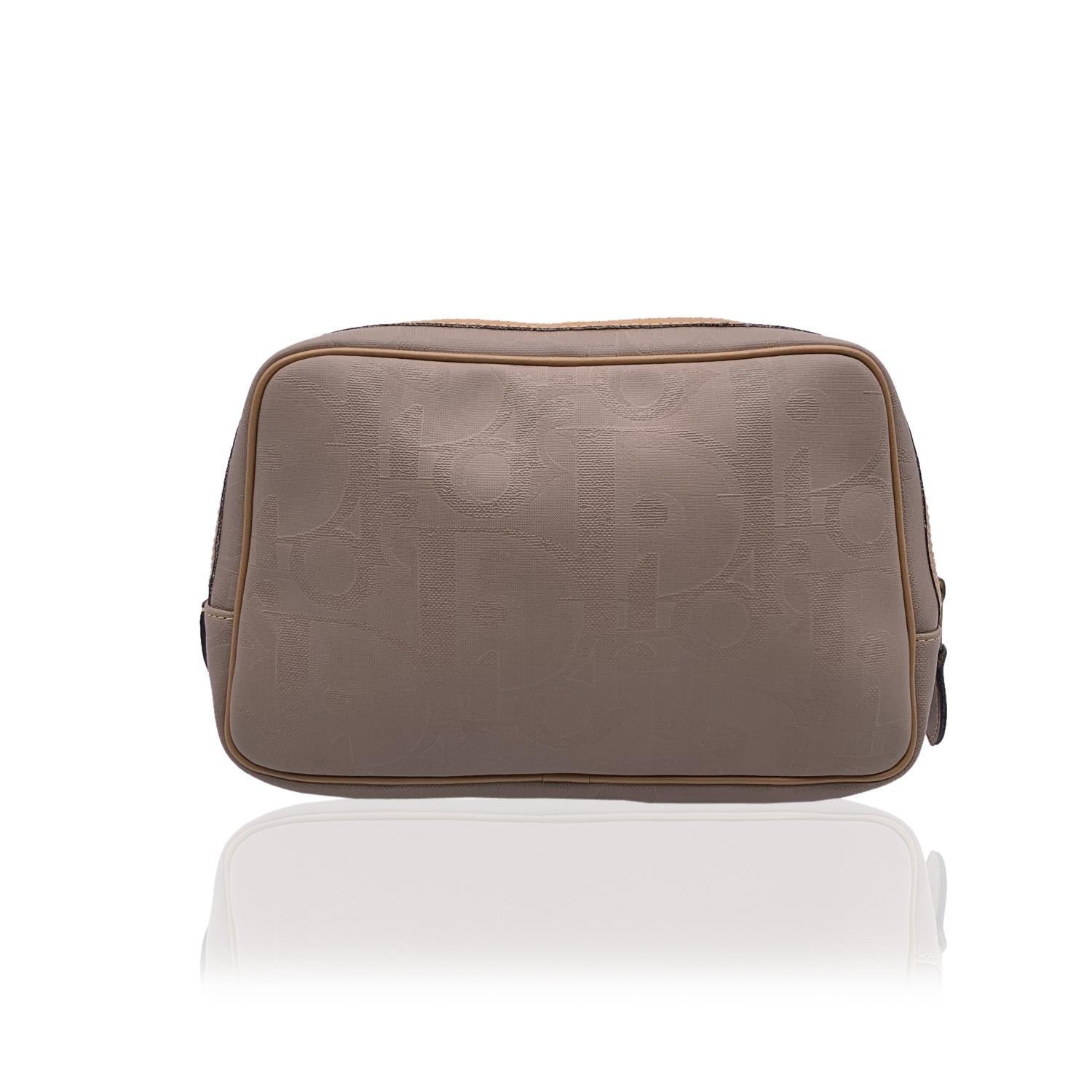 Women's or Men's Christian Dior Vintage Beige Logo Canvas Cosmetic Bag Purse