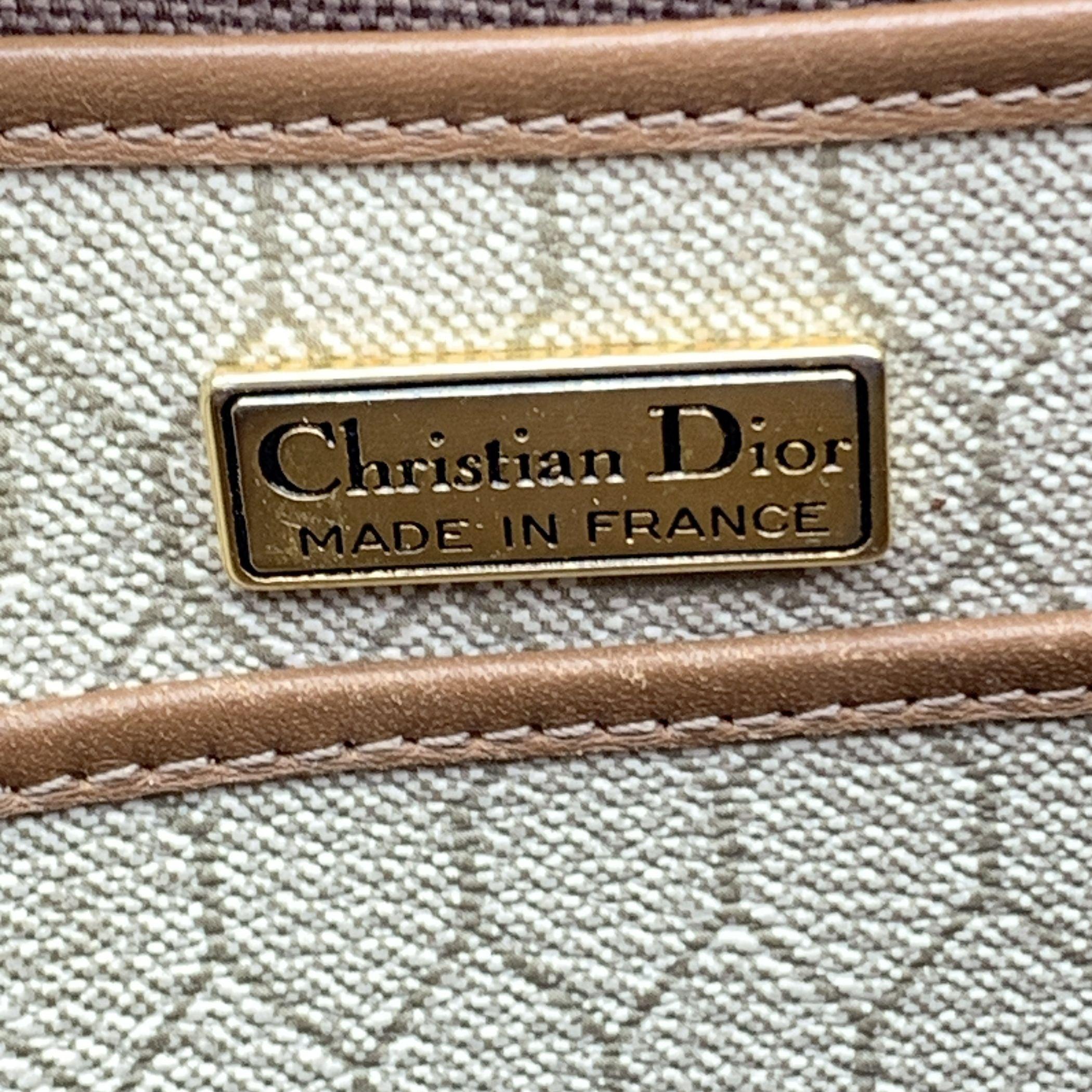 Christian Dior Vintage Beige Logo Canvas Shoulder Bag 2