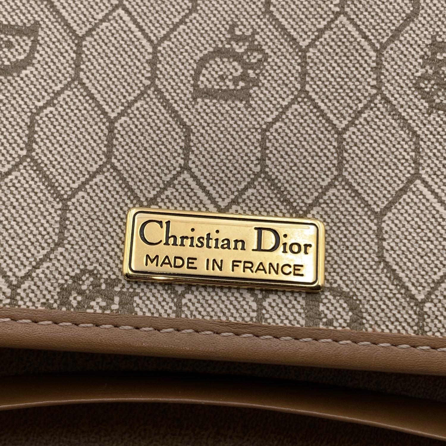 Women's or Men's Christian Dior Vintage Beige Logo Canvas Shoulder Bag with Chain