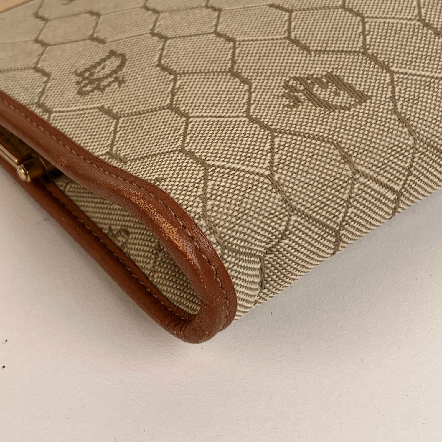 Christian Dior Vintage Beige Logo Canvas Small Clutch Bag In Excellent Condition In Rome, Rome