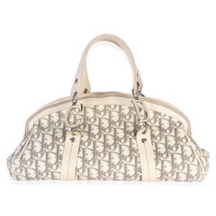 Christian Dior Vintage Beige Multicolor Floral Diorissimo Canvas Bowler Bag